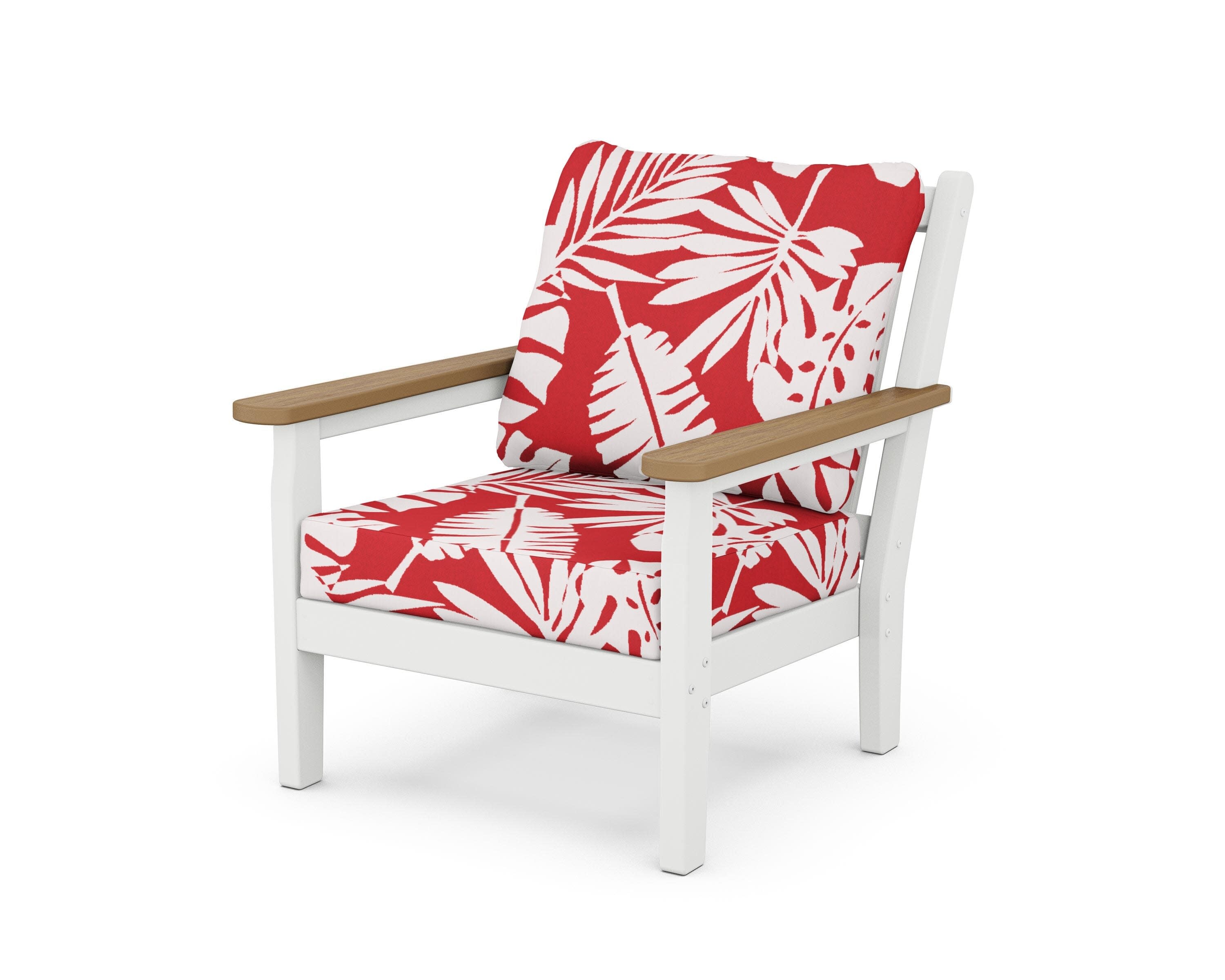 Chippendale Deep Seating Chair in White / Natural / Leaf Crimson