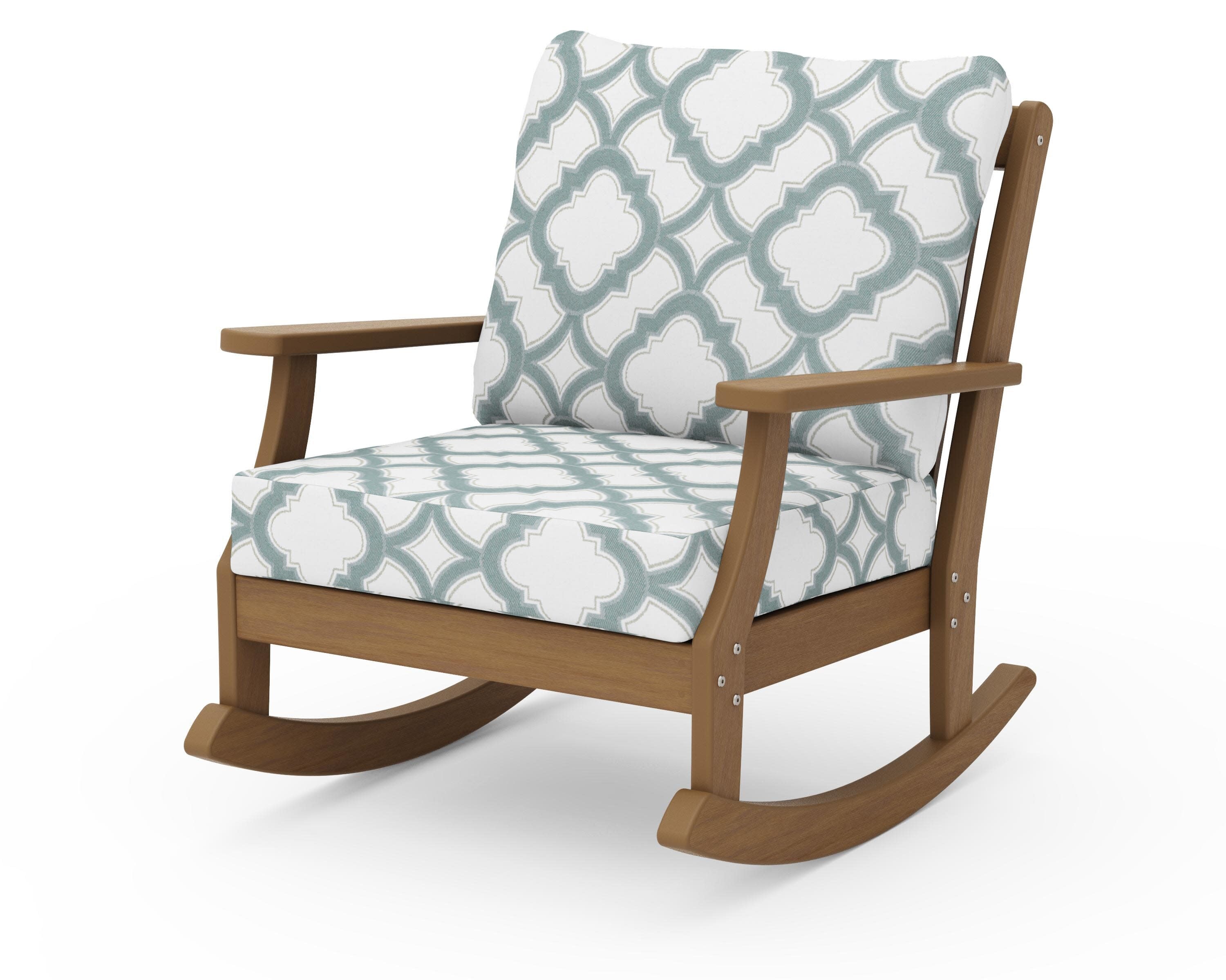 Braxton Deep Seating Rocking Chair in Natural / Trellis Glacier Spa