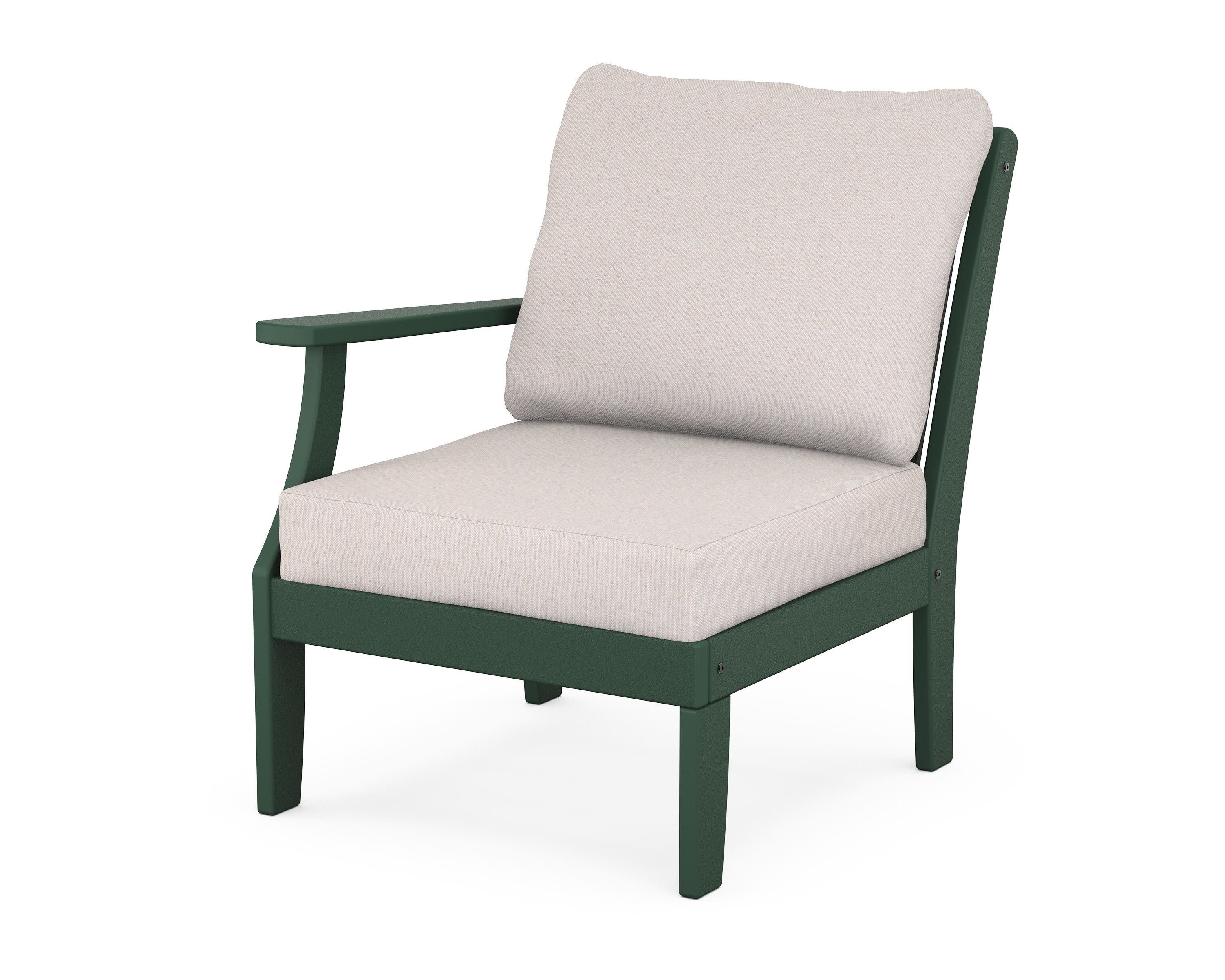 Braxton Modular Left Arm Chair in Green / Dune Burlap