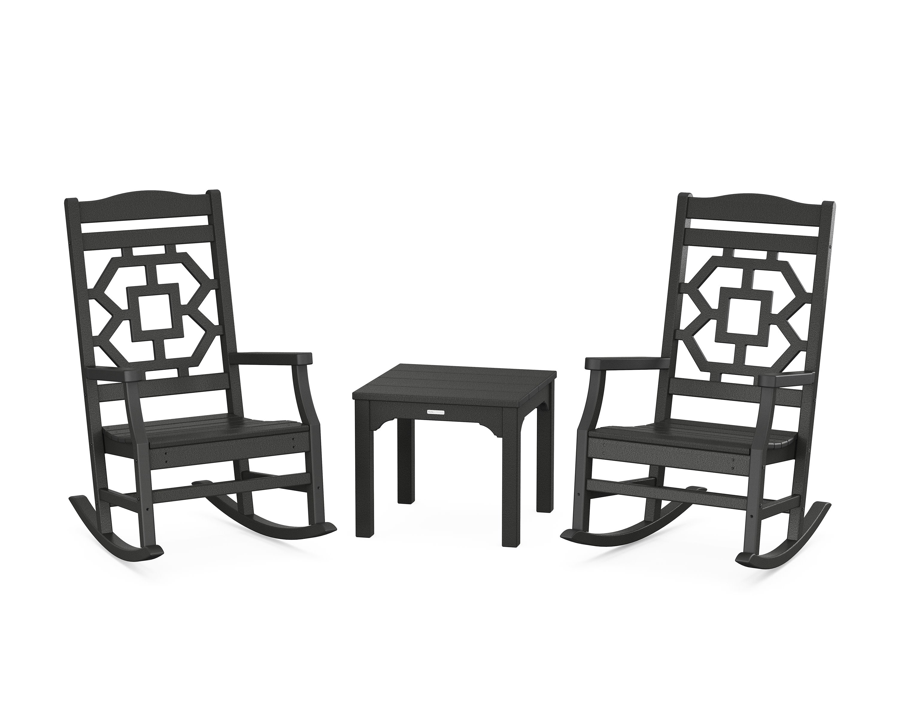 Chinoiserie 3-Piece Rocking Chair Set in Black