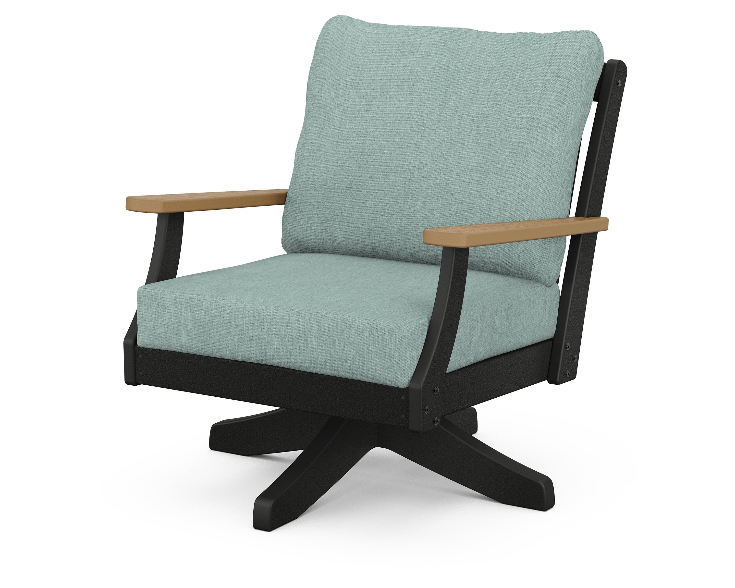 Braxton Deep Seating Swivel Chair in Black / Natural / Glacier Spa