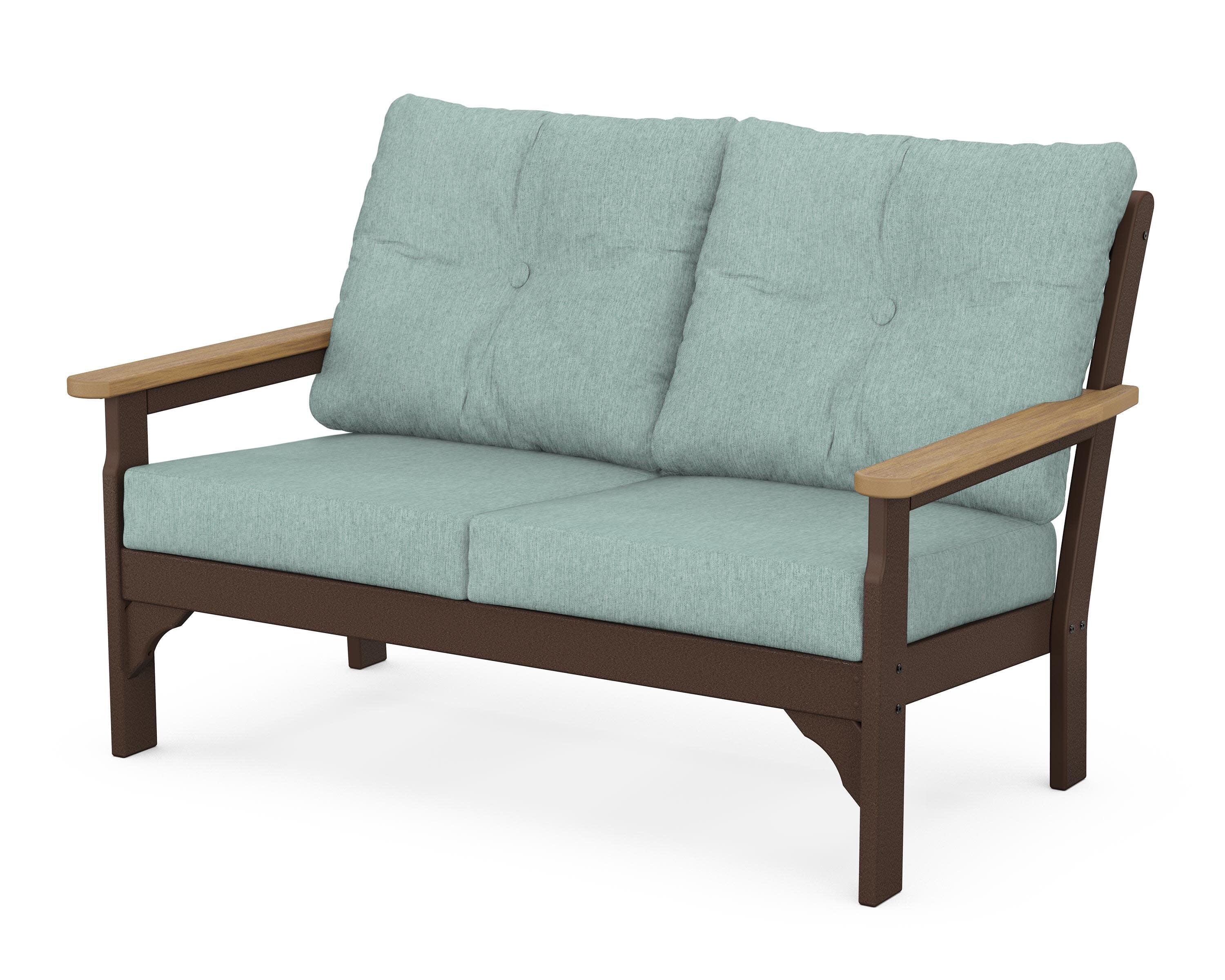 Vineyard Deep Seating Loveseat in Mahogany / Natural / Glacier Spa