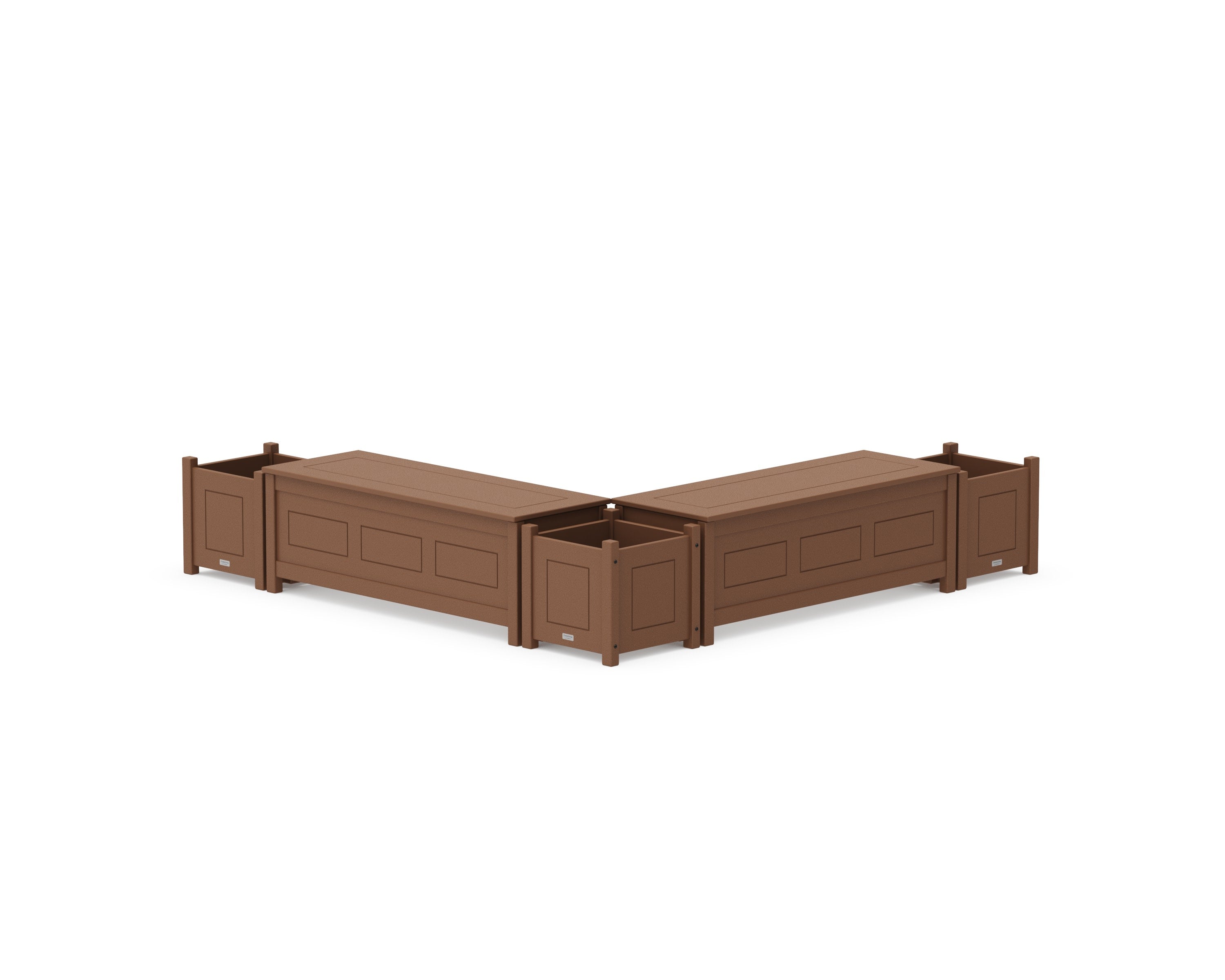 48" Country Living L- Shaped Planter Storage Bench Corner Set in Teak