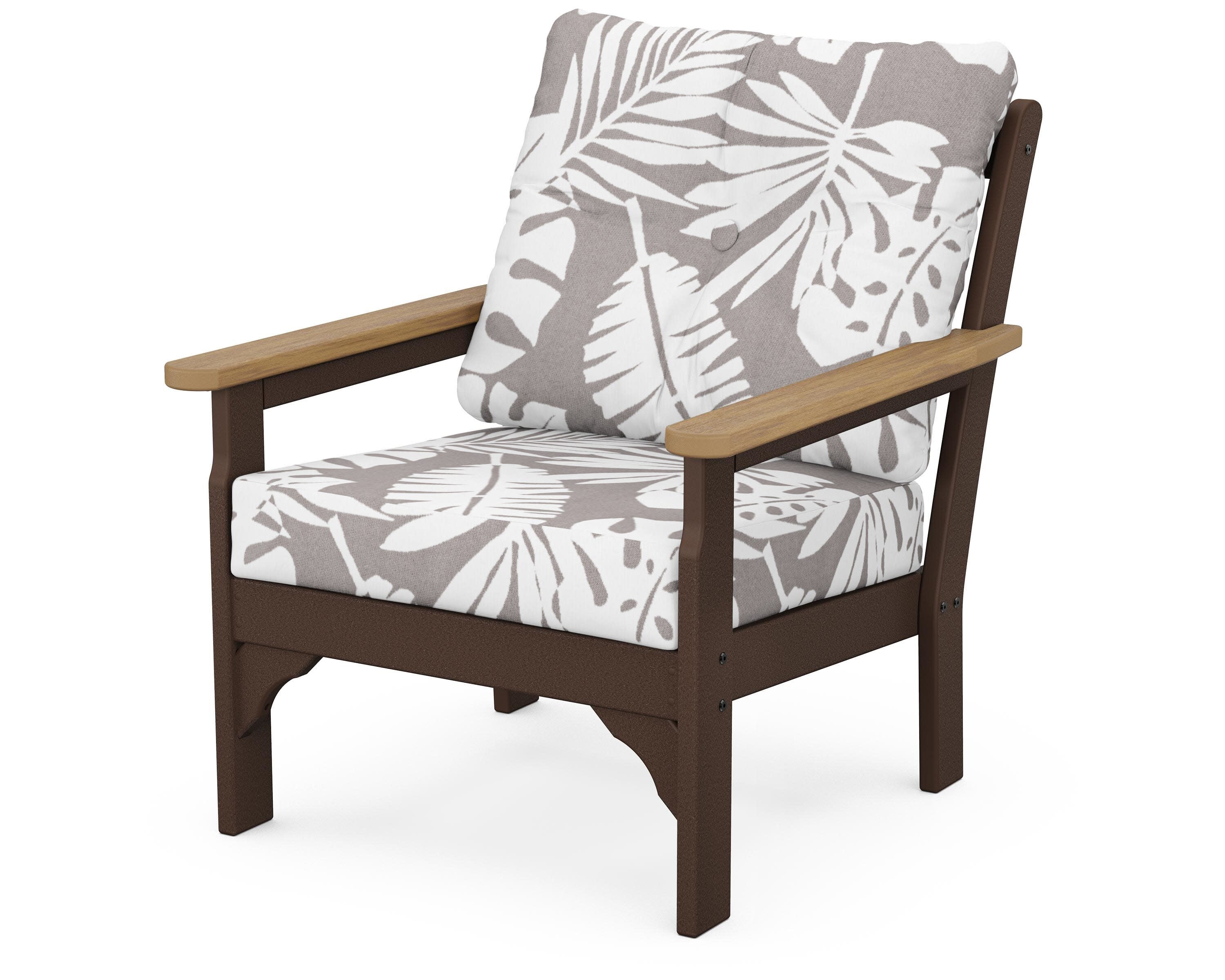 Vineyard Deep Seating Chair in Mahogany / Natural / Leaf Grey Mist