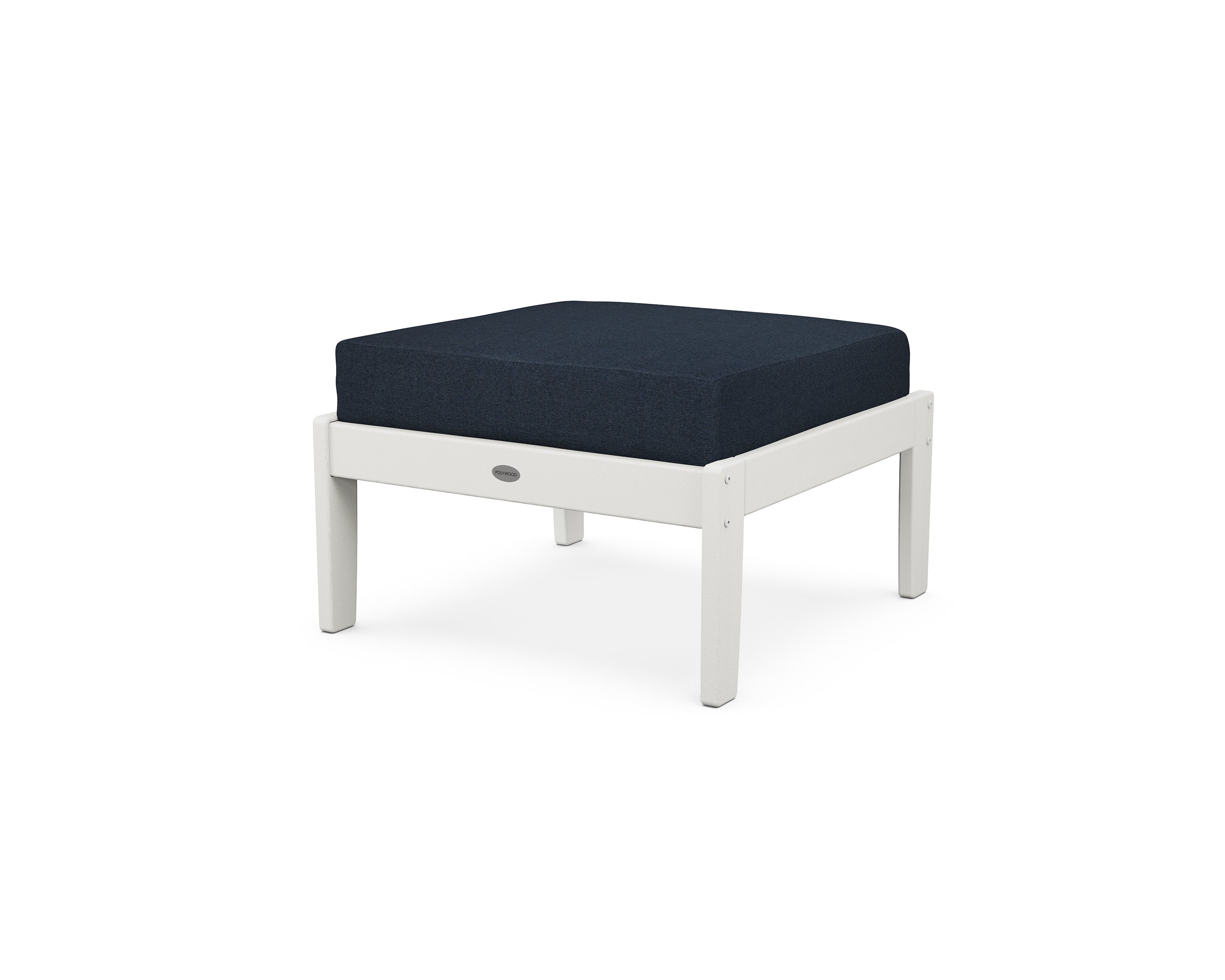 Braxton Deep Seating Ottoman in Vintage White / Marine Indigo
