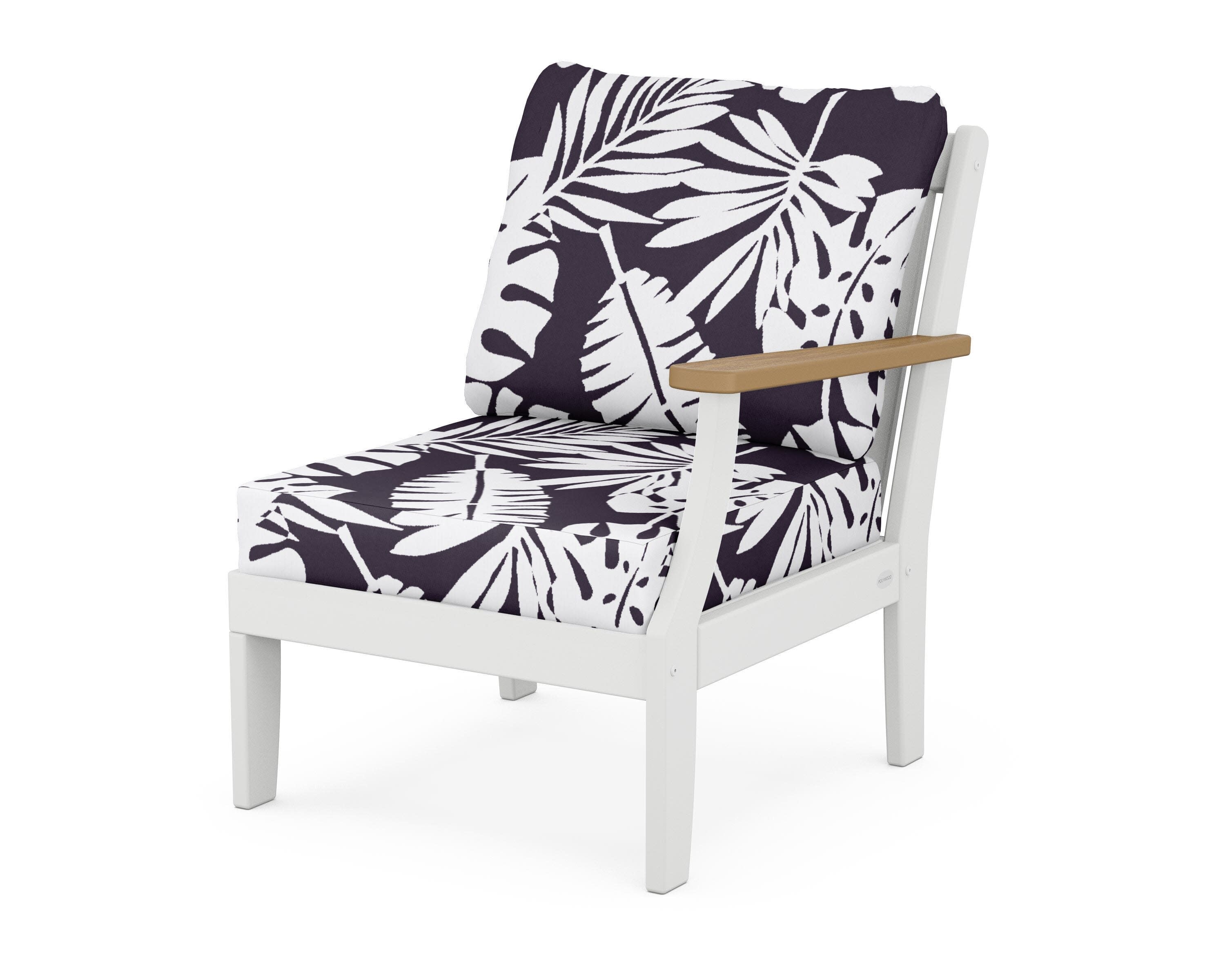 Braxton Modular Right Arm Chair in White / Natural / Leaf Navy