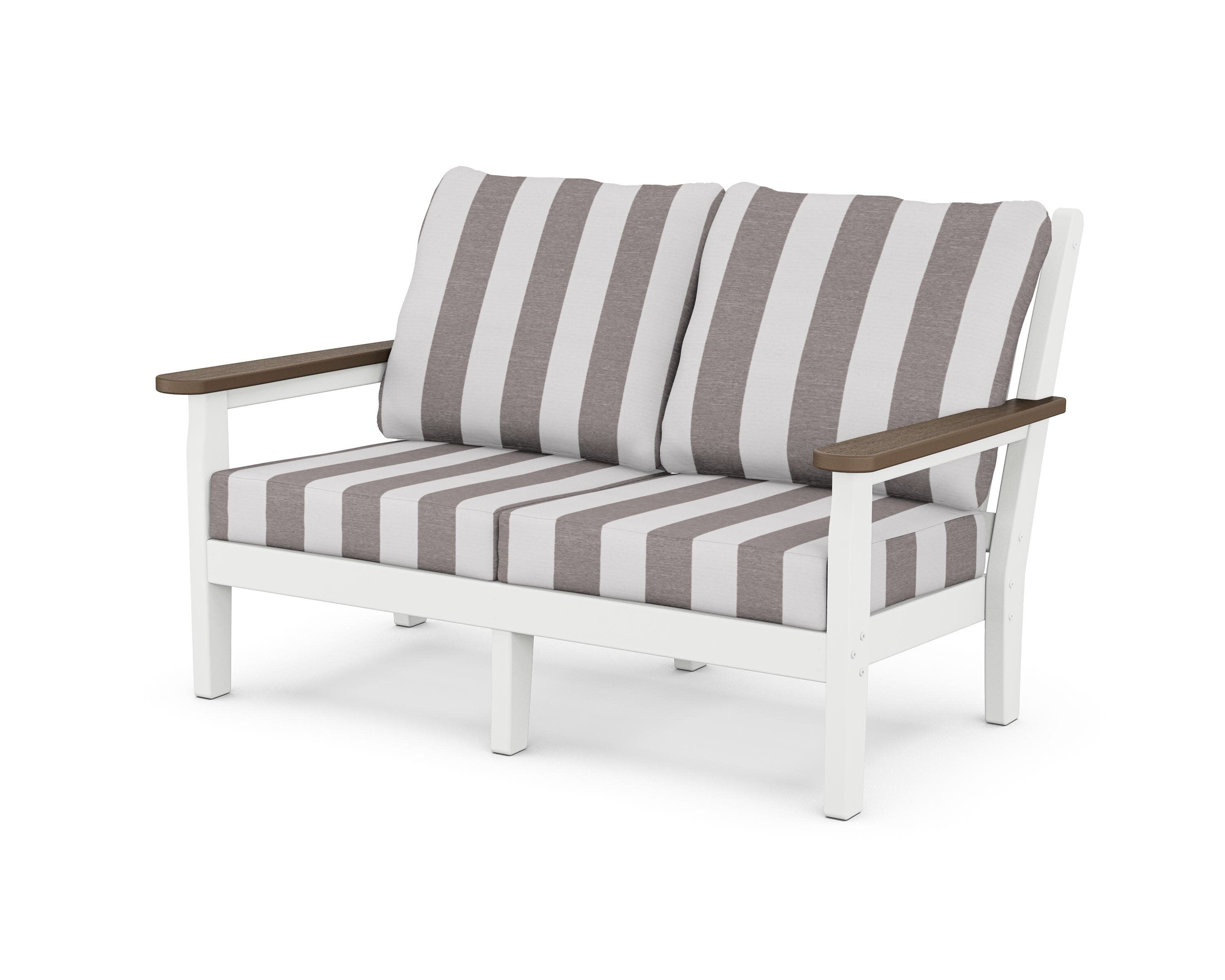 Chippendale Deep Seating Loveseat in White / Kona / Cabana Stripe Grey Mist