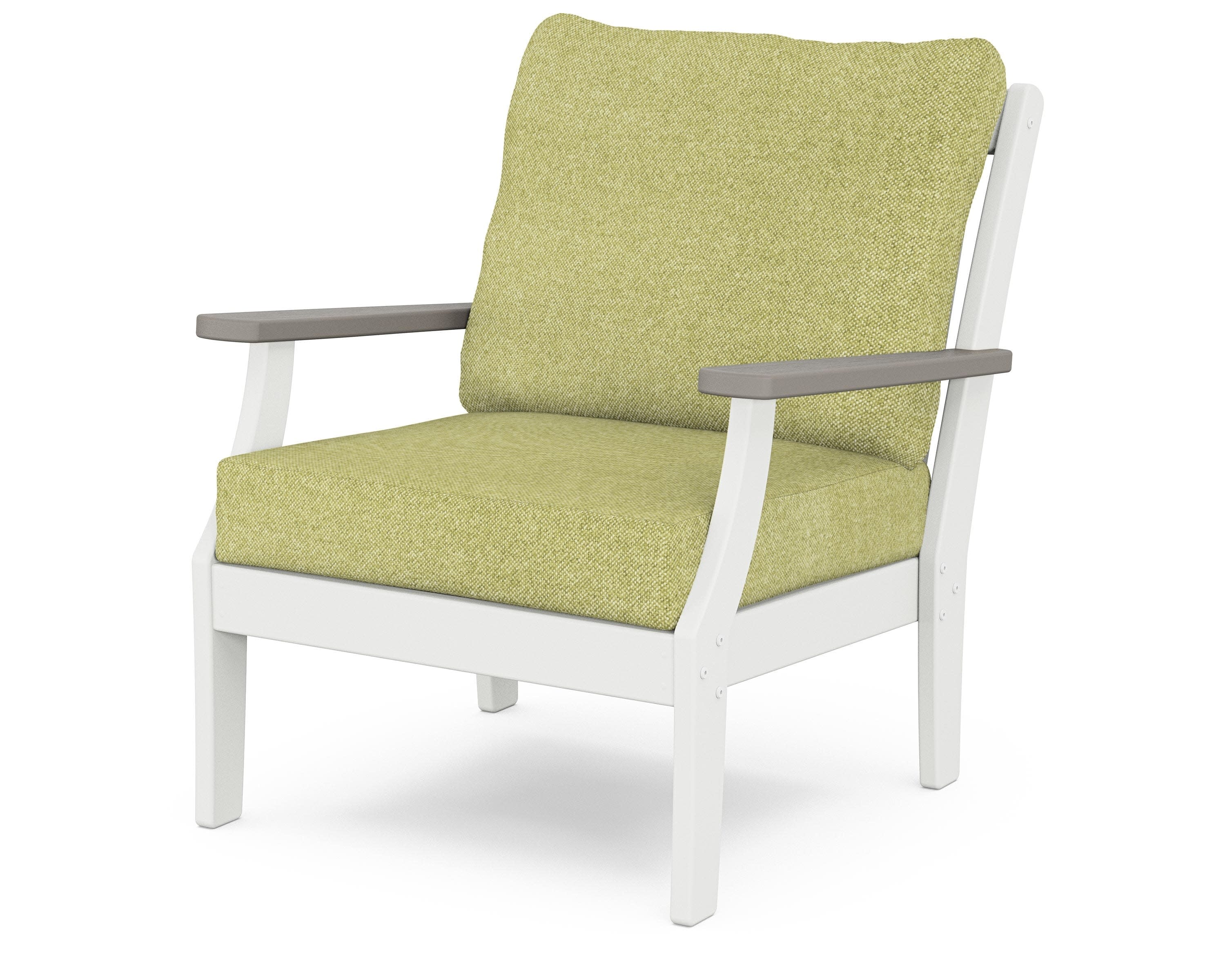 Braxton Deep Seating Chair in White / Driftwood / Chartreuse Boucle