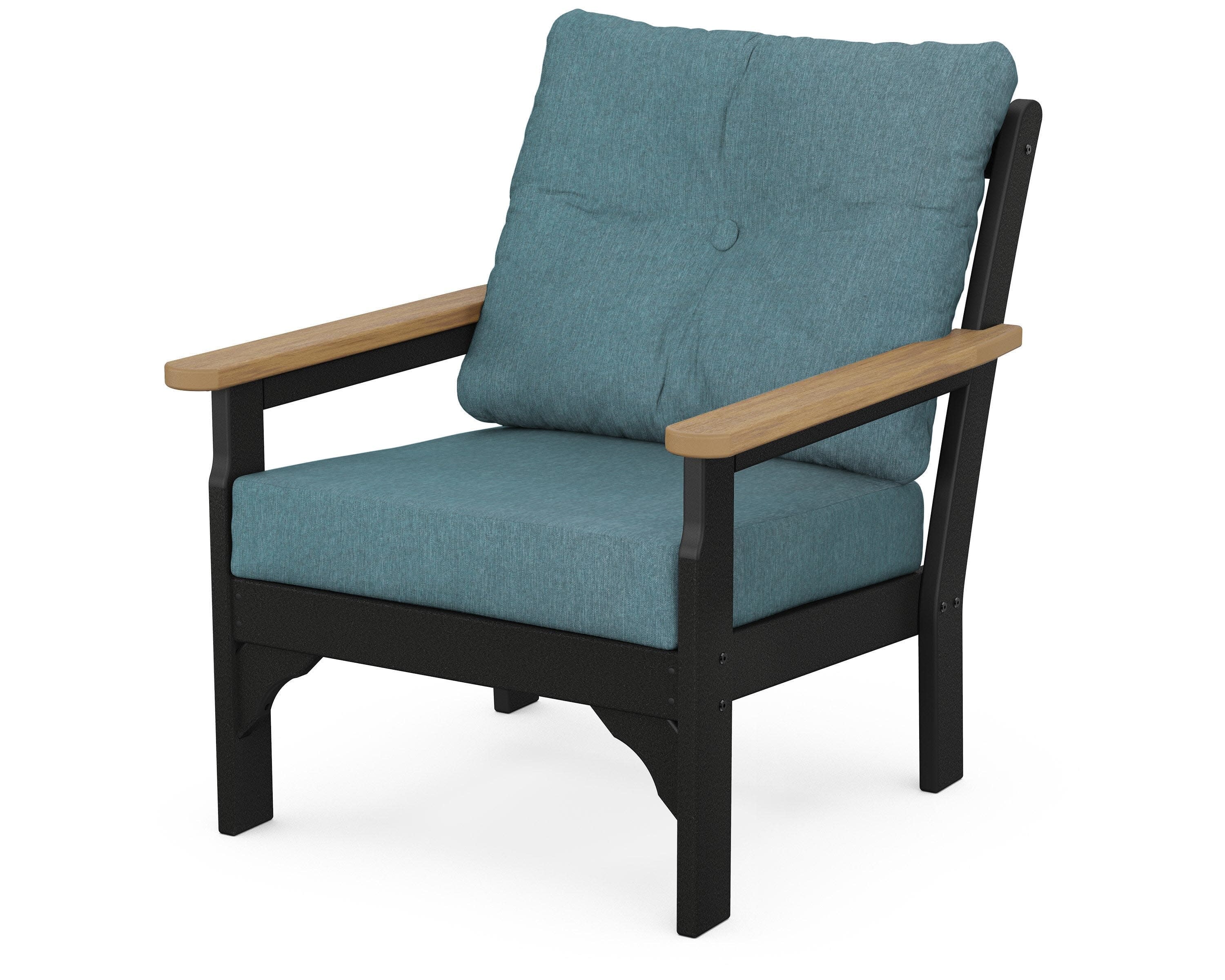 Vineyard Deep Seating Chair in Black / Natural / Ocean Teal