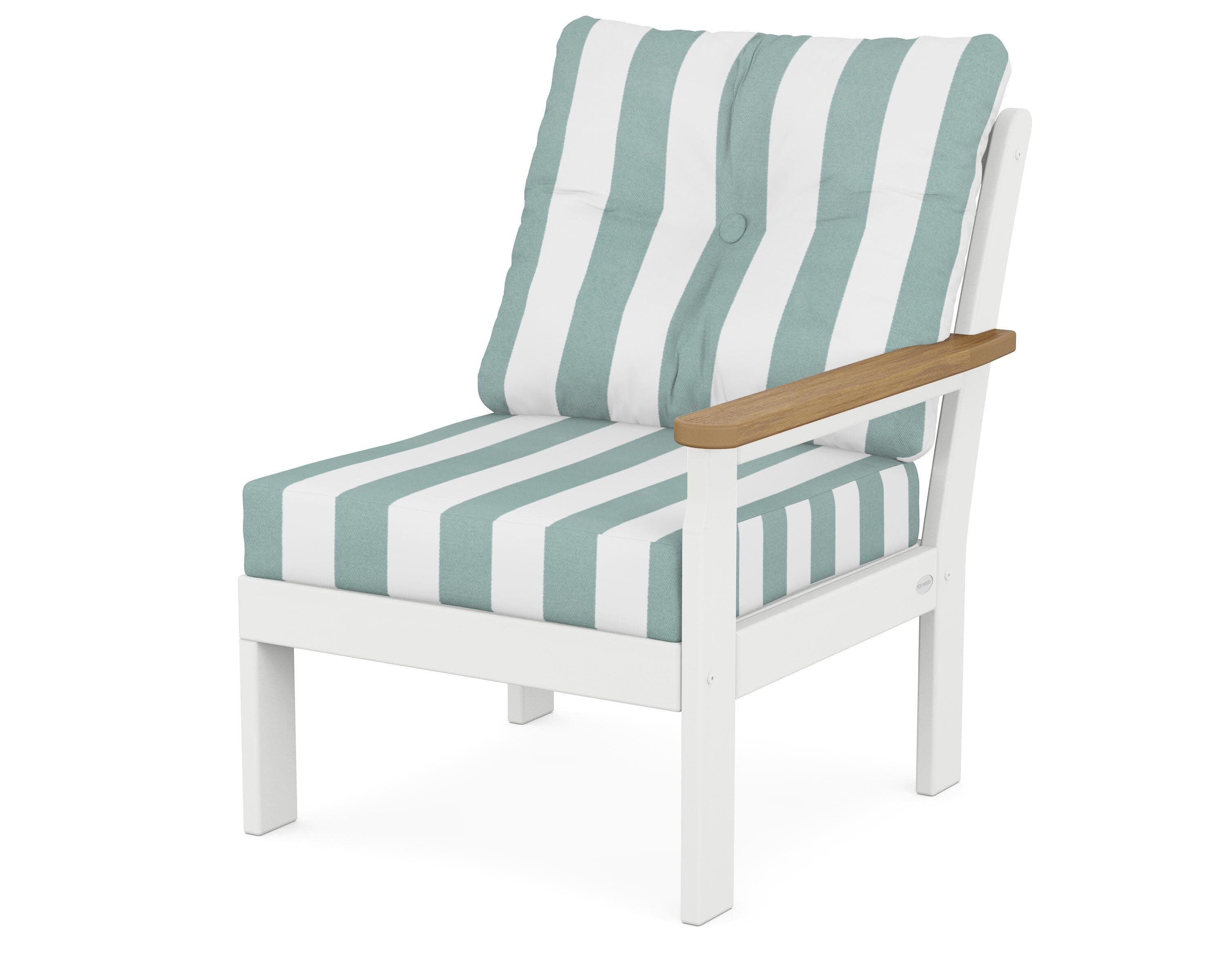 Vineyard Modular Right Arm Chair in White / Natural / Cabana Stripe Glacier Spa
