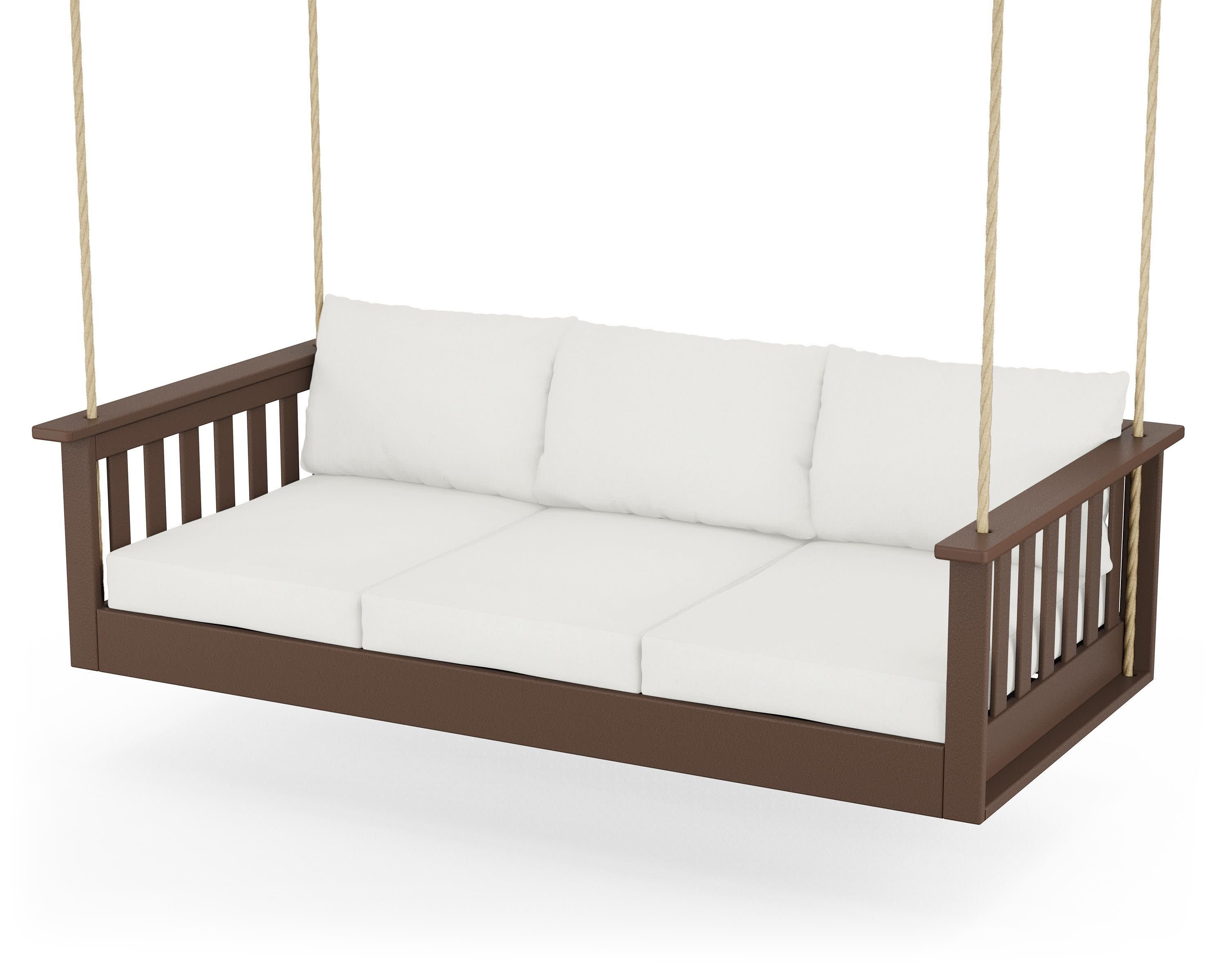 Vineyard Daybed Swing in Mahogany / Natural Linen