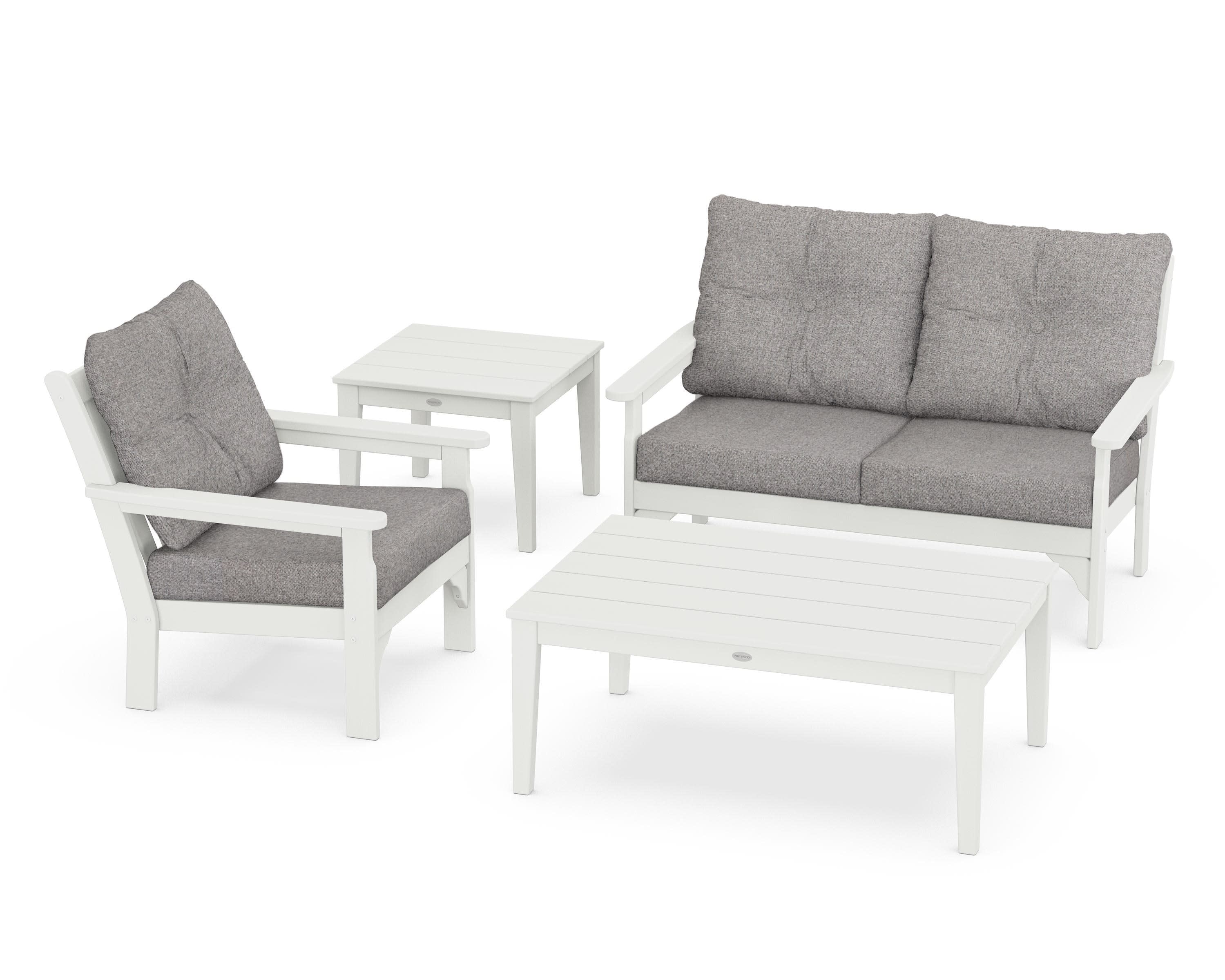 Vineyard 4-Piece Deep Seating Set in Vintage White / Grey Mist
