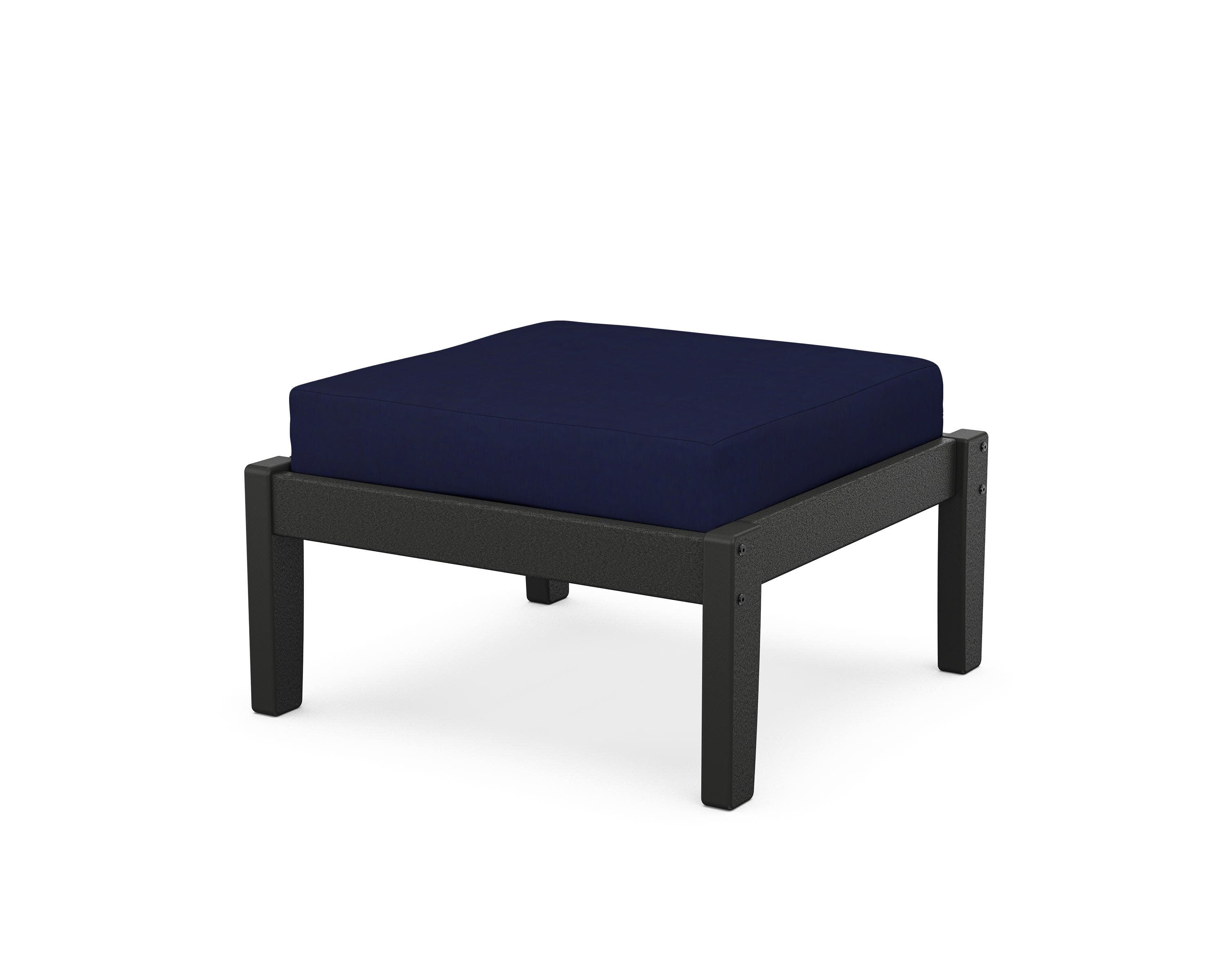 Deep Seating Ottoman in Black / Navy