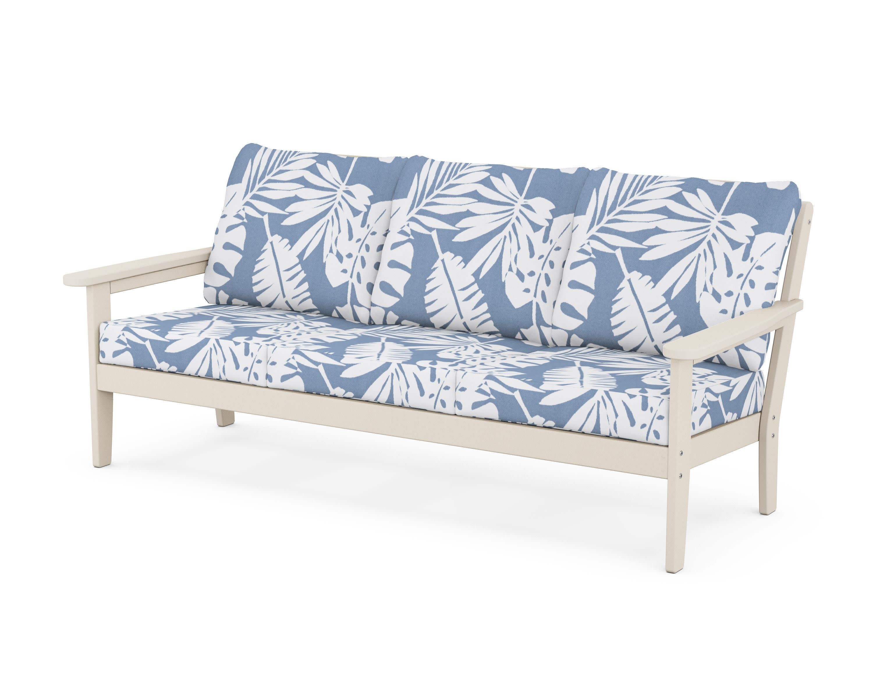 Cottage Deep Seating Sofa in Sand / Leaf Sky Blue