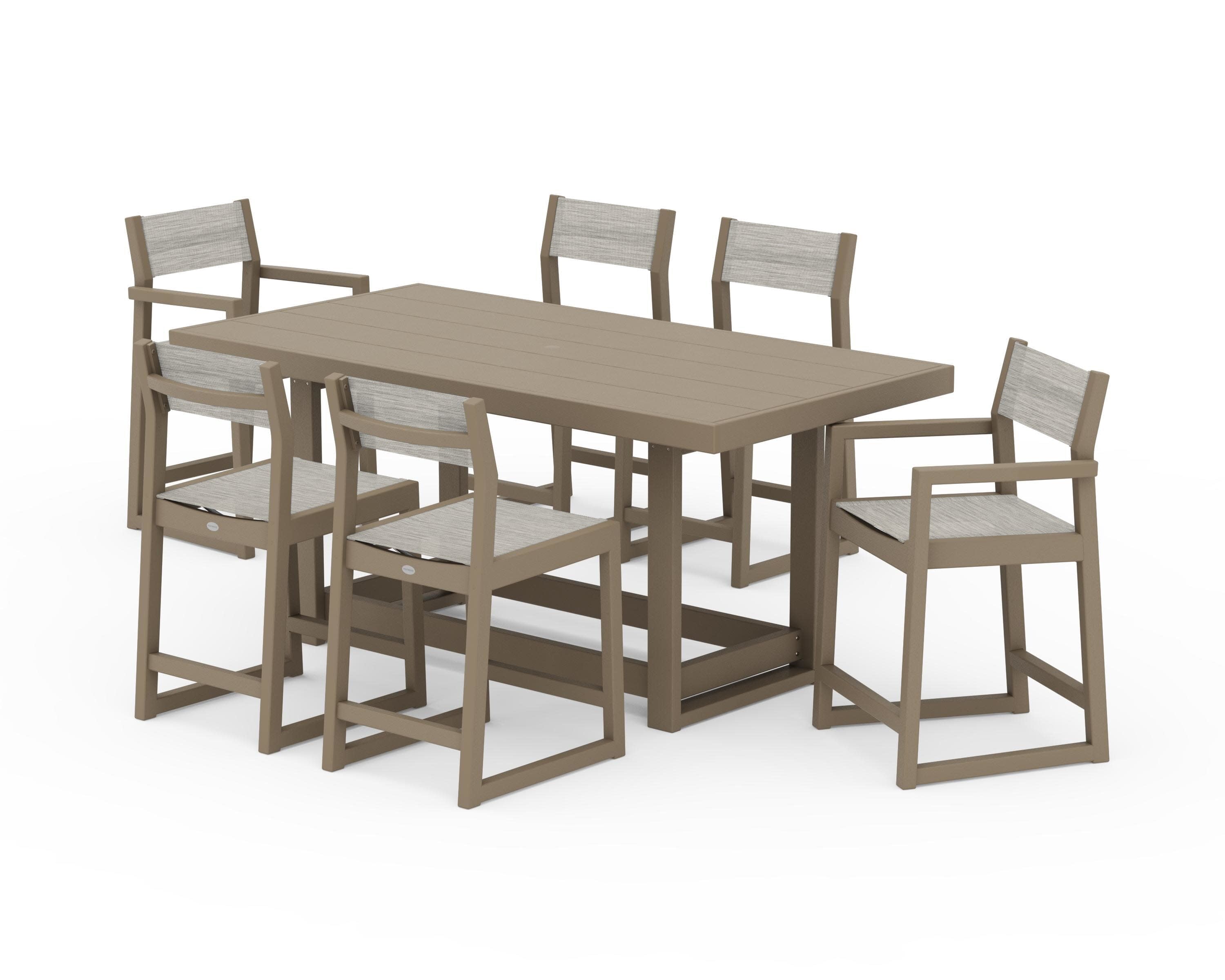EDGE Sling 7-Piece Counter Table Set in Vintage Sahara / Birch Sling