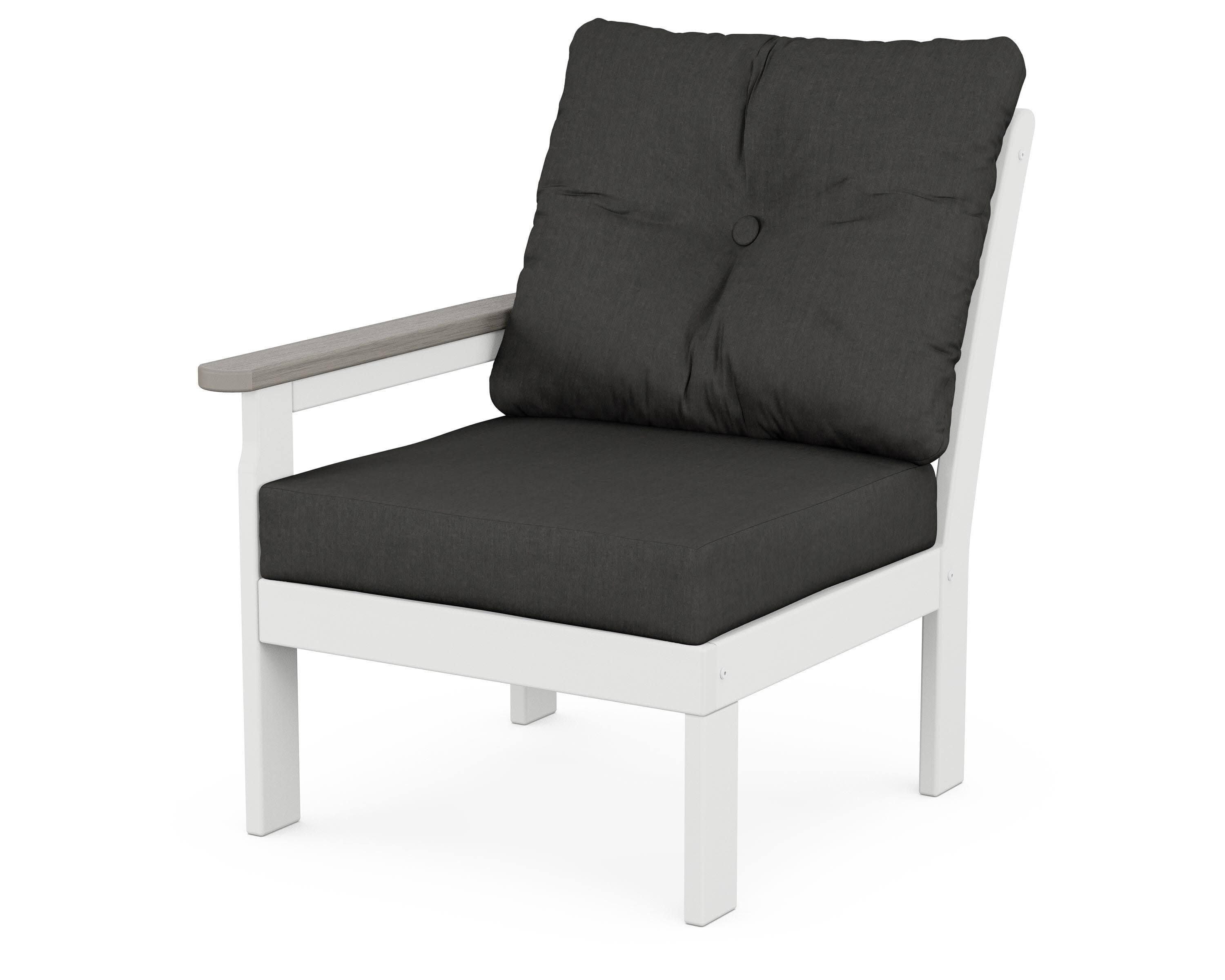Vineyard Modular Left Arm Chair in White / Driftwood / Spectrum Carbon