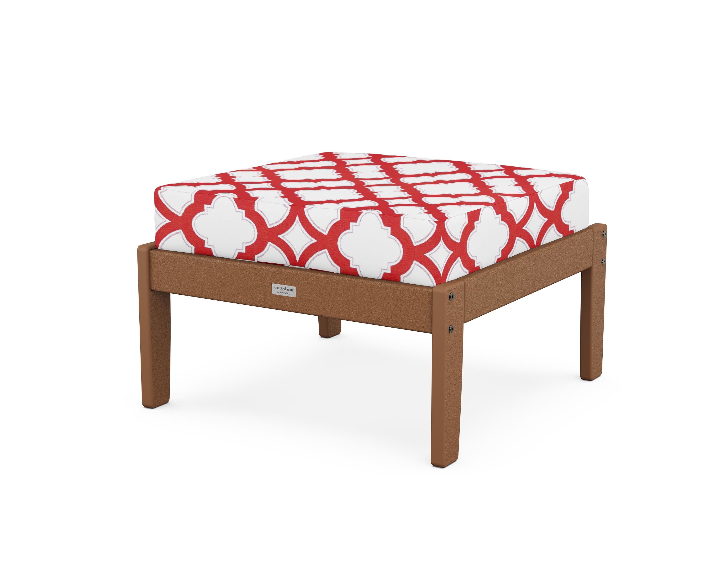 Cottage Deep Seating Ottoman in Teak / Trellis Crimson