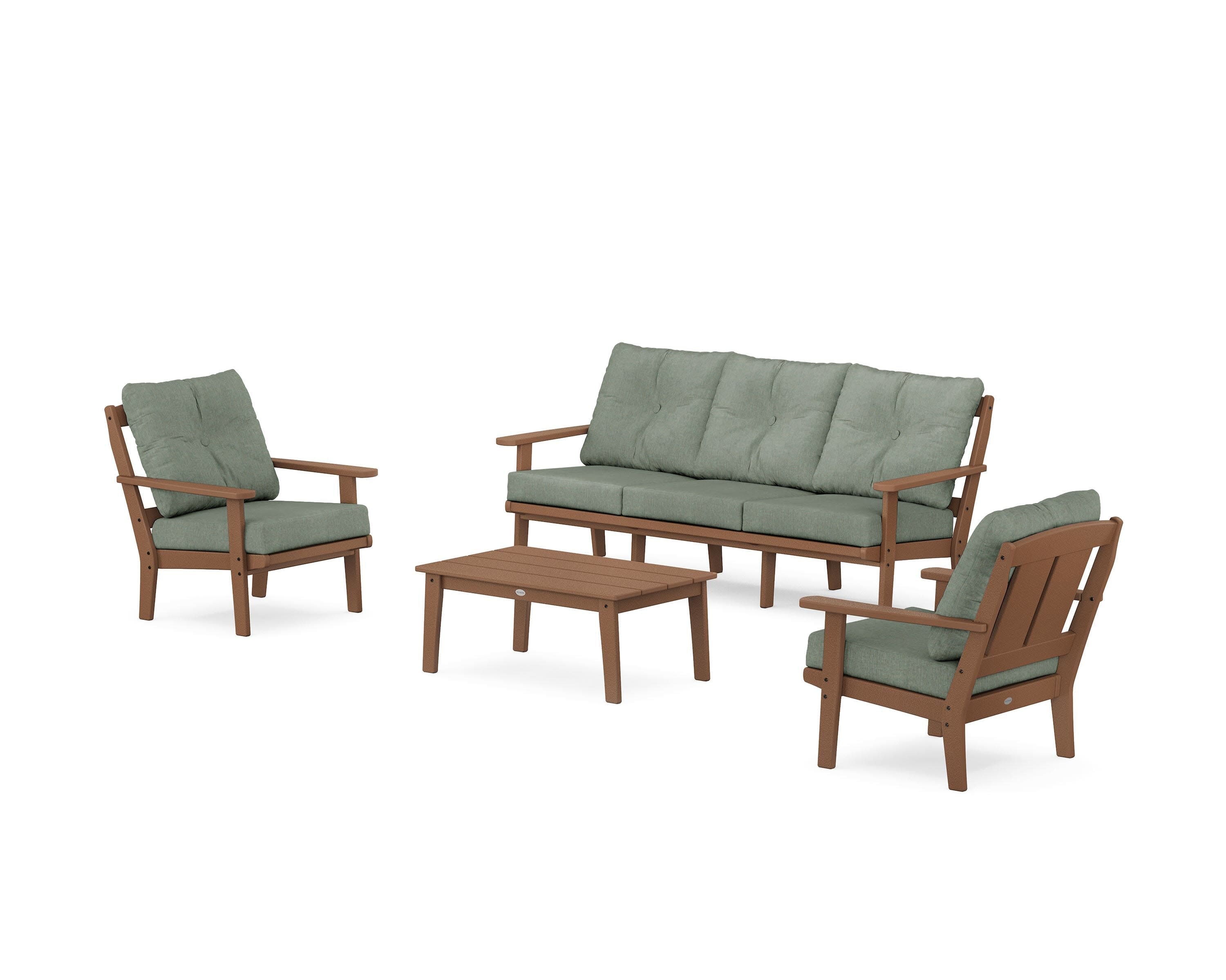Mission 4-Piece Deep Seating Set with Sofa in Teak / Cast Sage