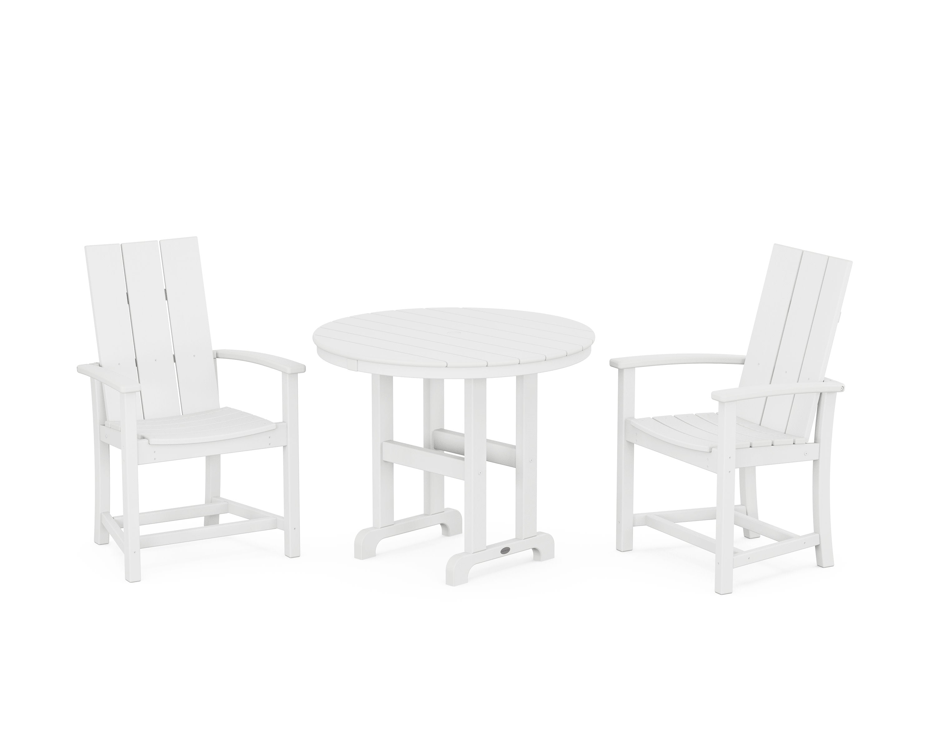 Modern Adirondack 3-Piece Round Farmhouse Dining Set in White