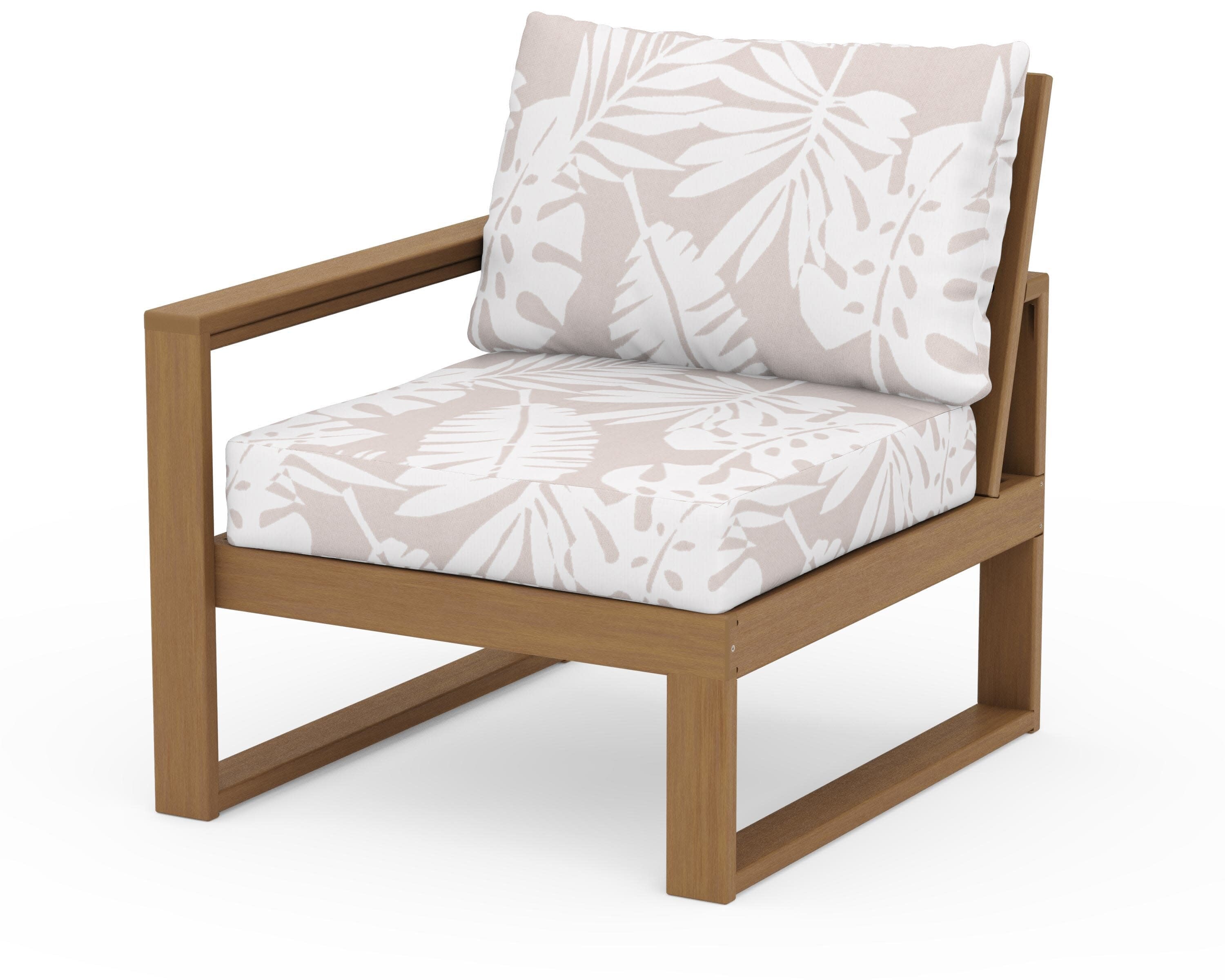 EDGE Modular Left Arm Chair in Natural / Leaf Dune Burlap