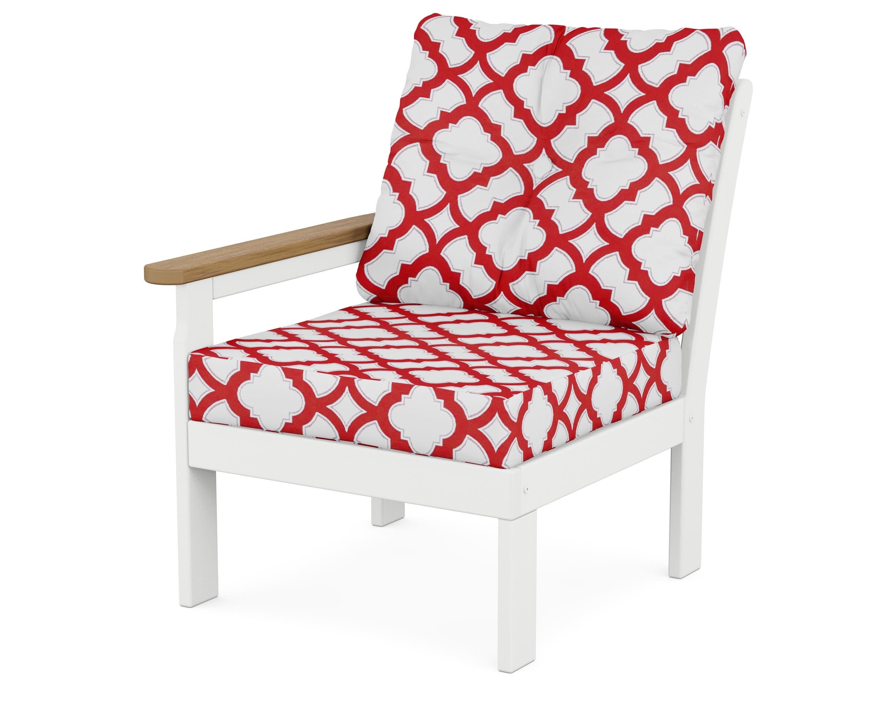 Vineyard Modular Left Arm Chair in White / Natural / Trellis Crimson