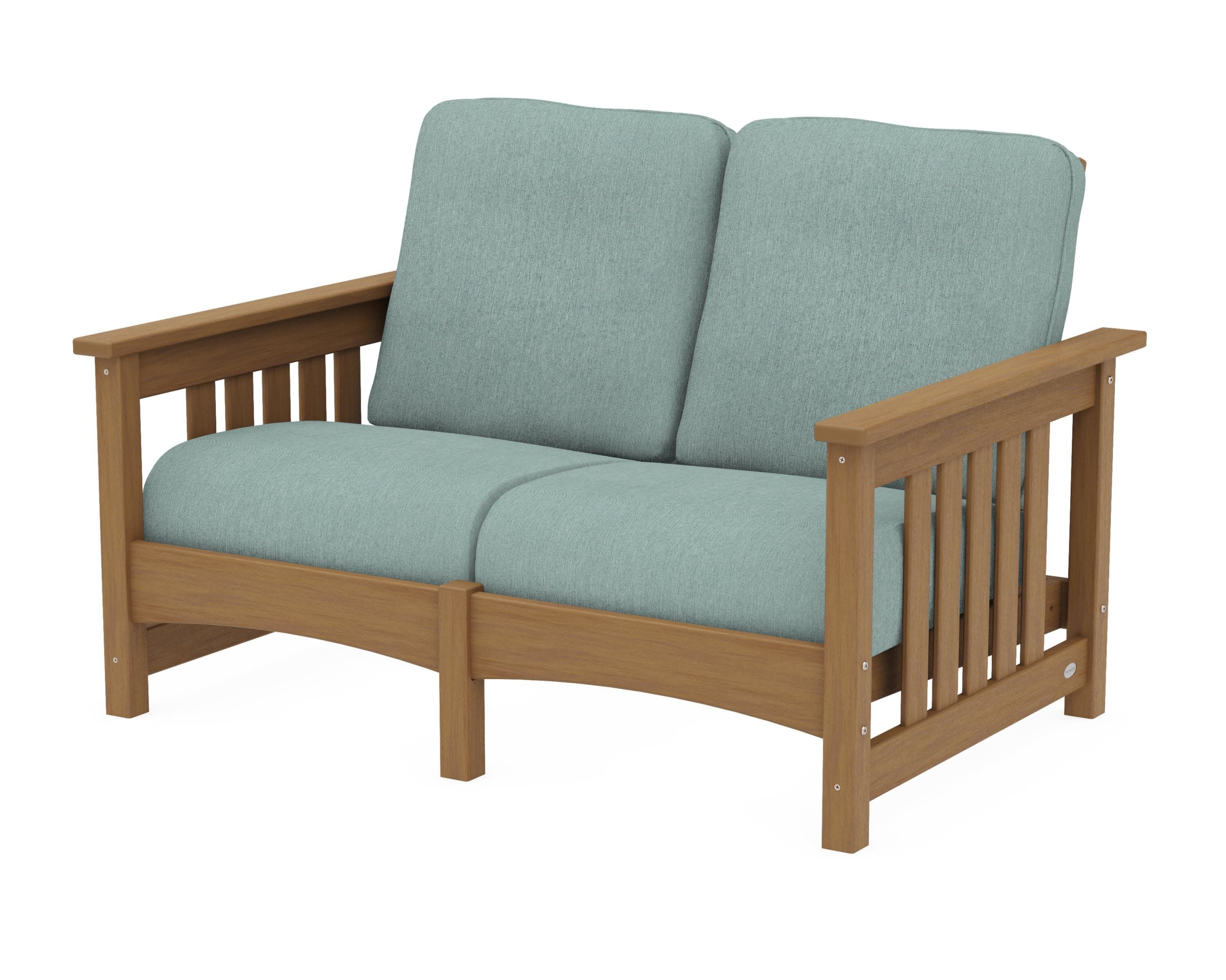 Club Mission Loveseat in Natural / Glacier Spa