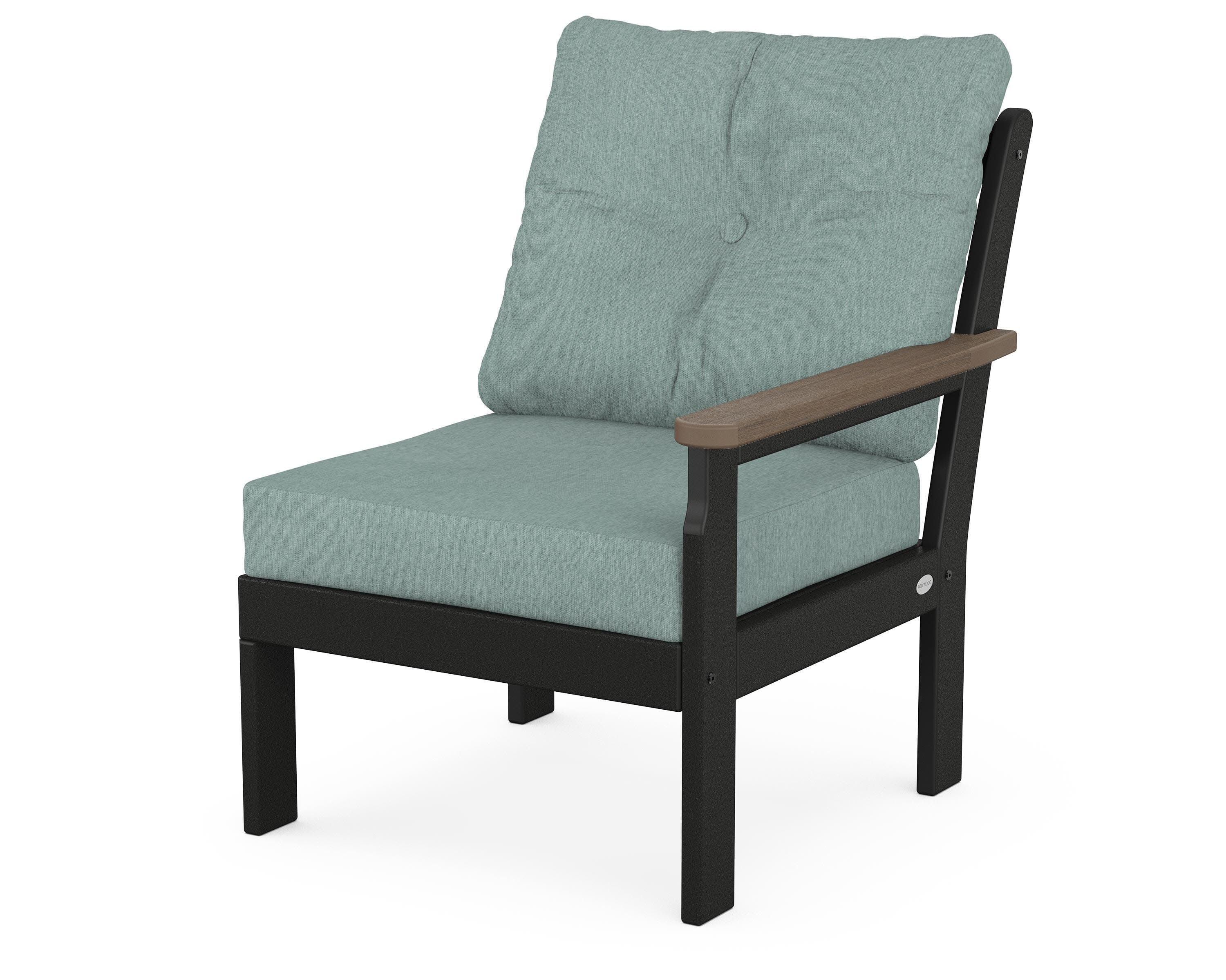 Vineyard Modular Right Arm Chair in Black / Kona / Glacier Spa
