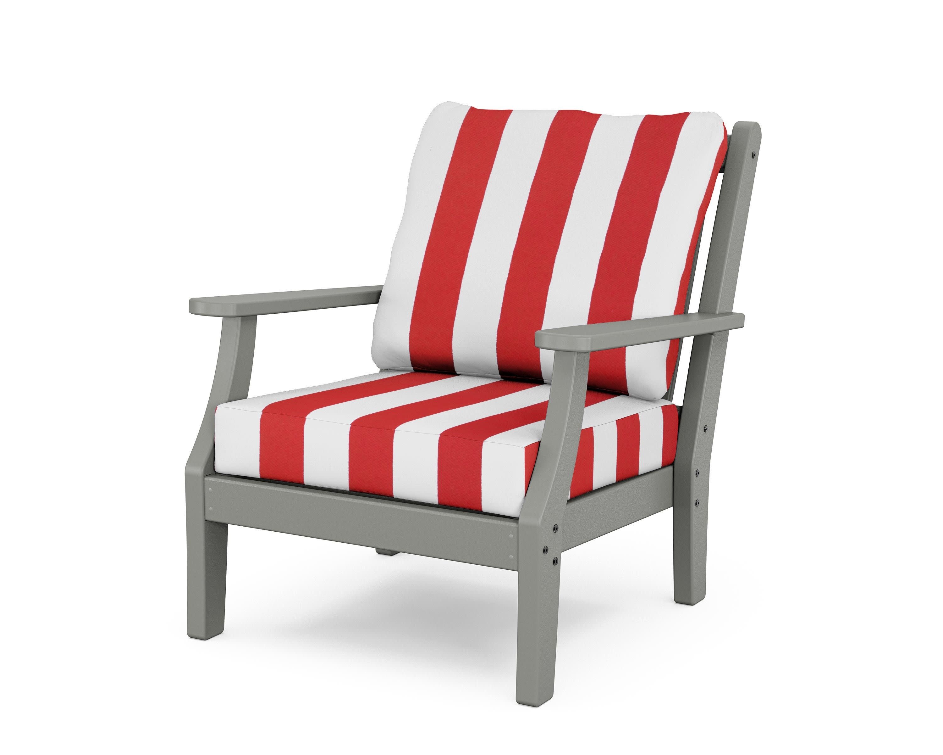 Wovendale Deep Seating Chair in Slate Grey / Cabana Stripe Crimson