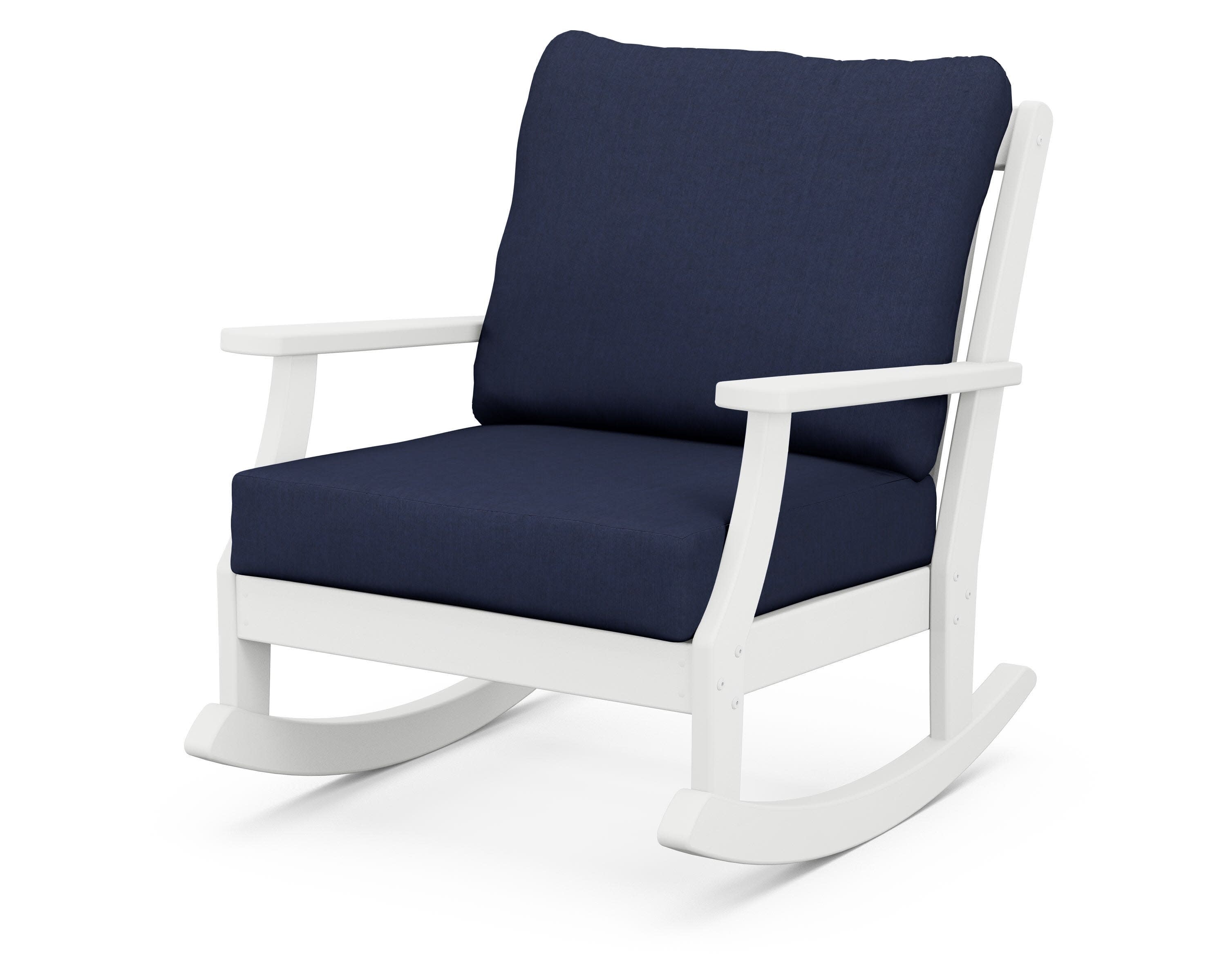 Braxton Deep Seating Rocking Chair in White / Spectrum Indigo