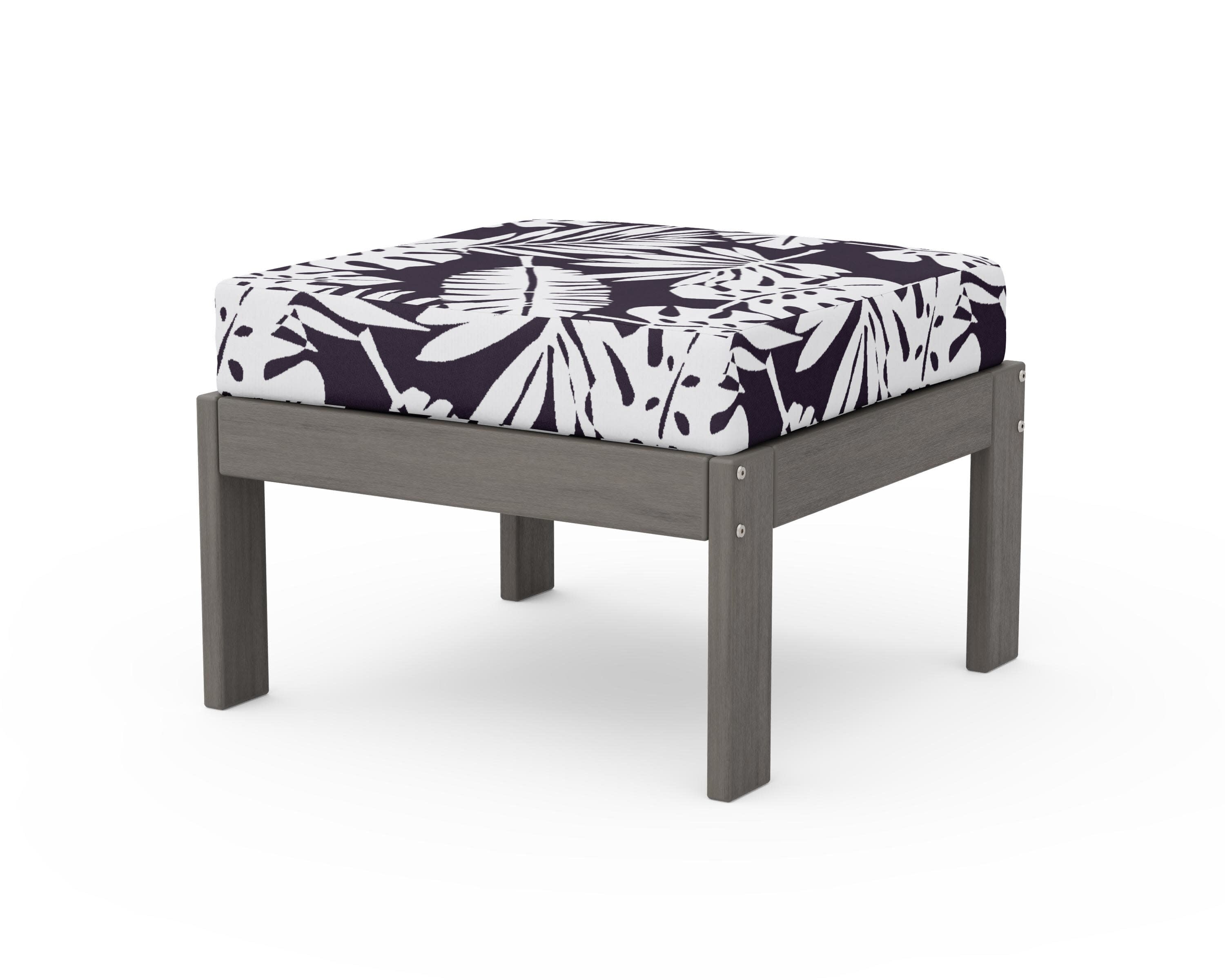 Vineyard Modular Ottoman in Driftwood / Leaf Navy