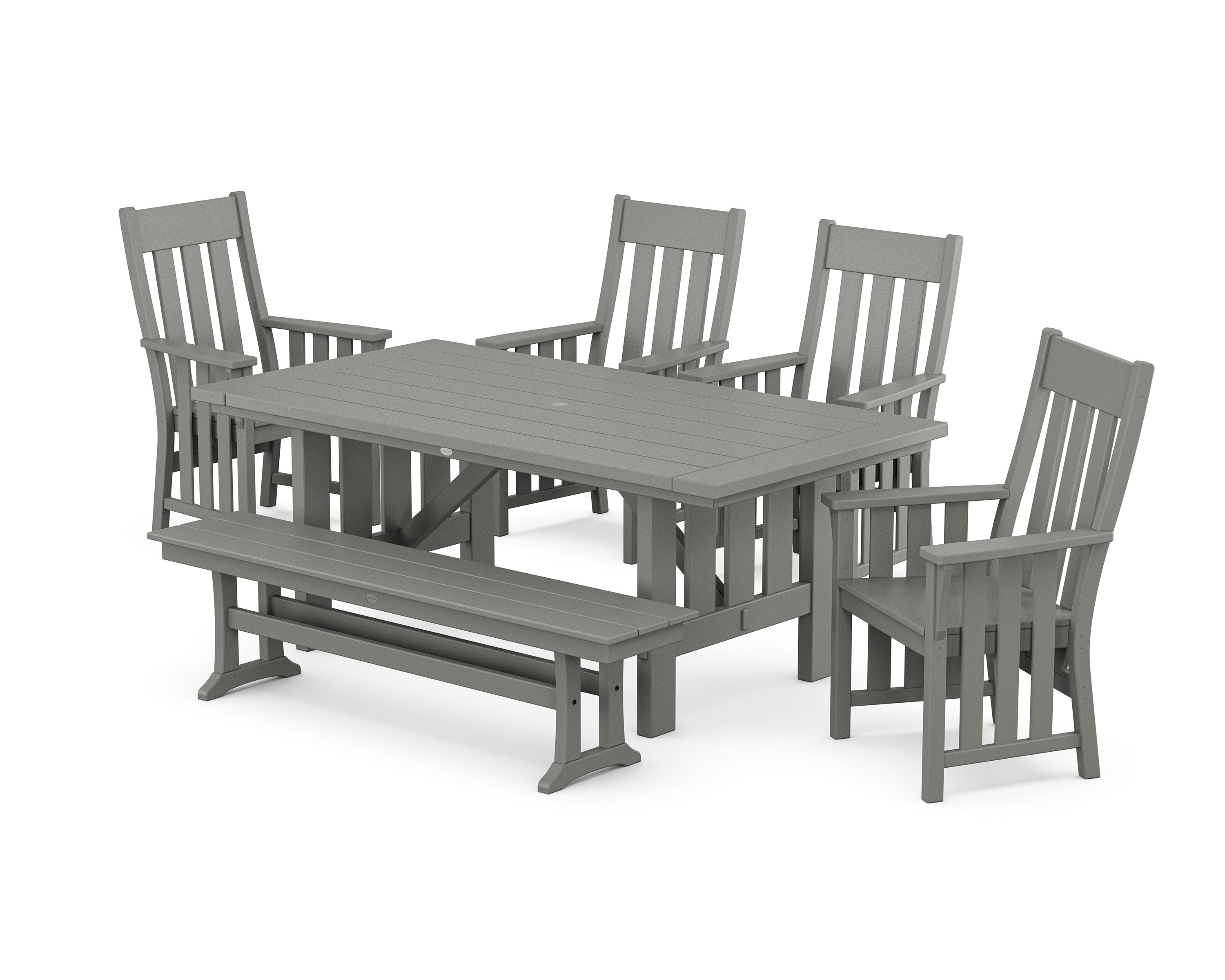 Acadia 6-Piece Dining Set with Bench in Slate Grey