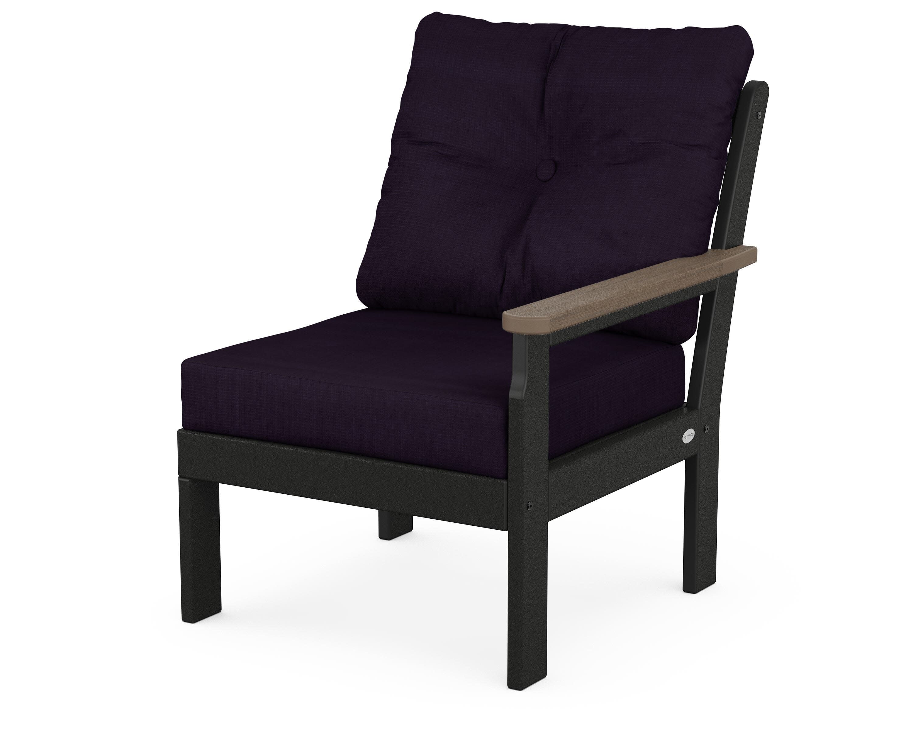Vineyard Modular Right Arm Chair in Black / Kona / Navy Linen