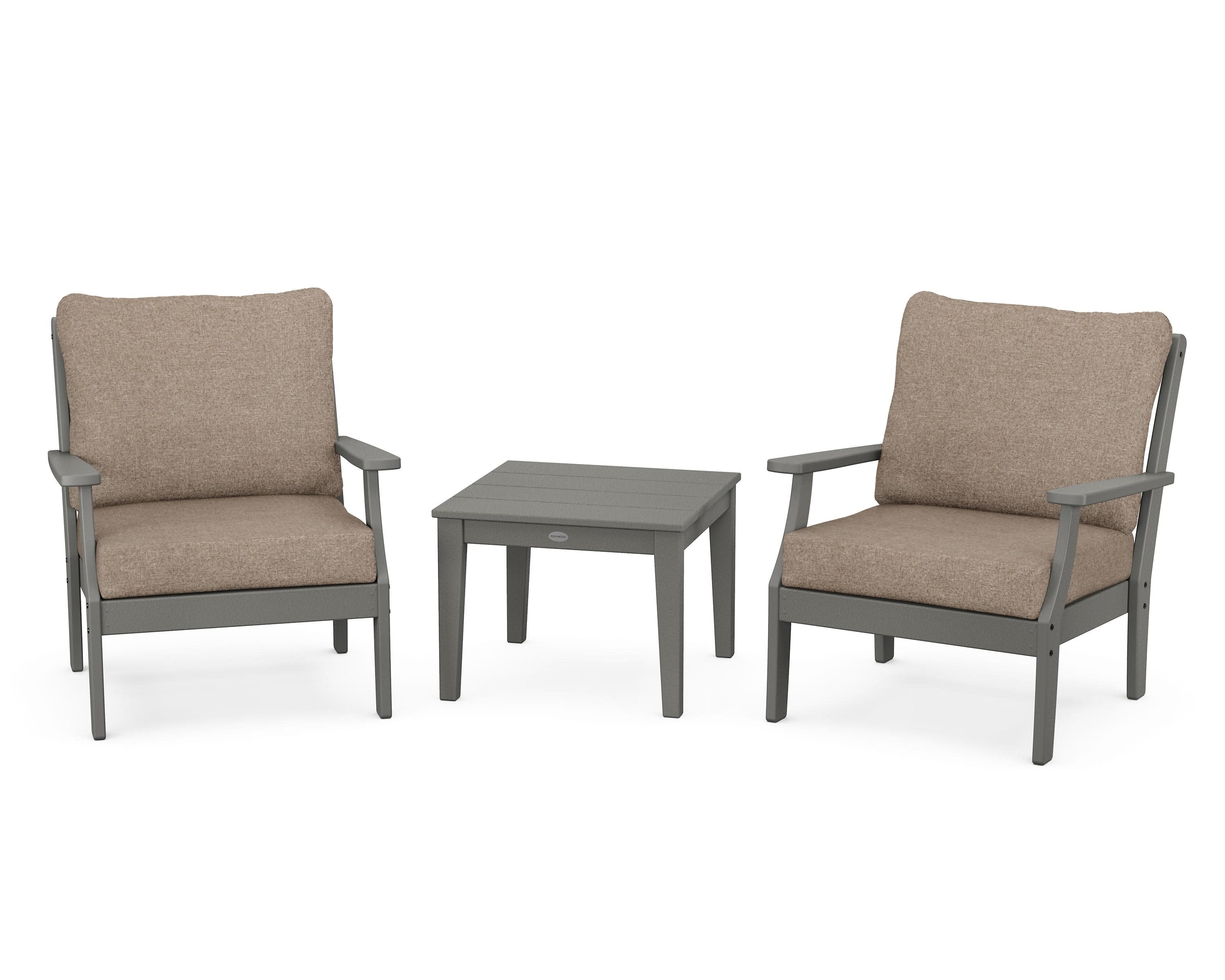 Braxton 3-Piece Deep Seating Set in Slate Grey / Spiced Burlap