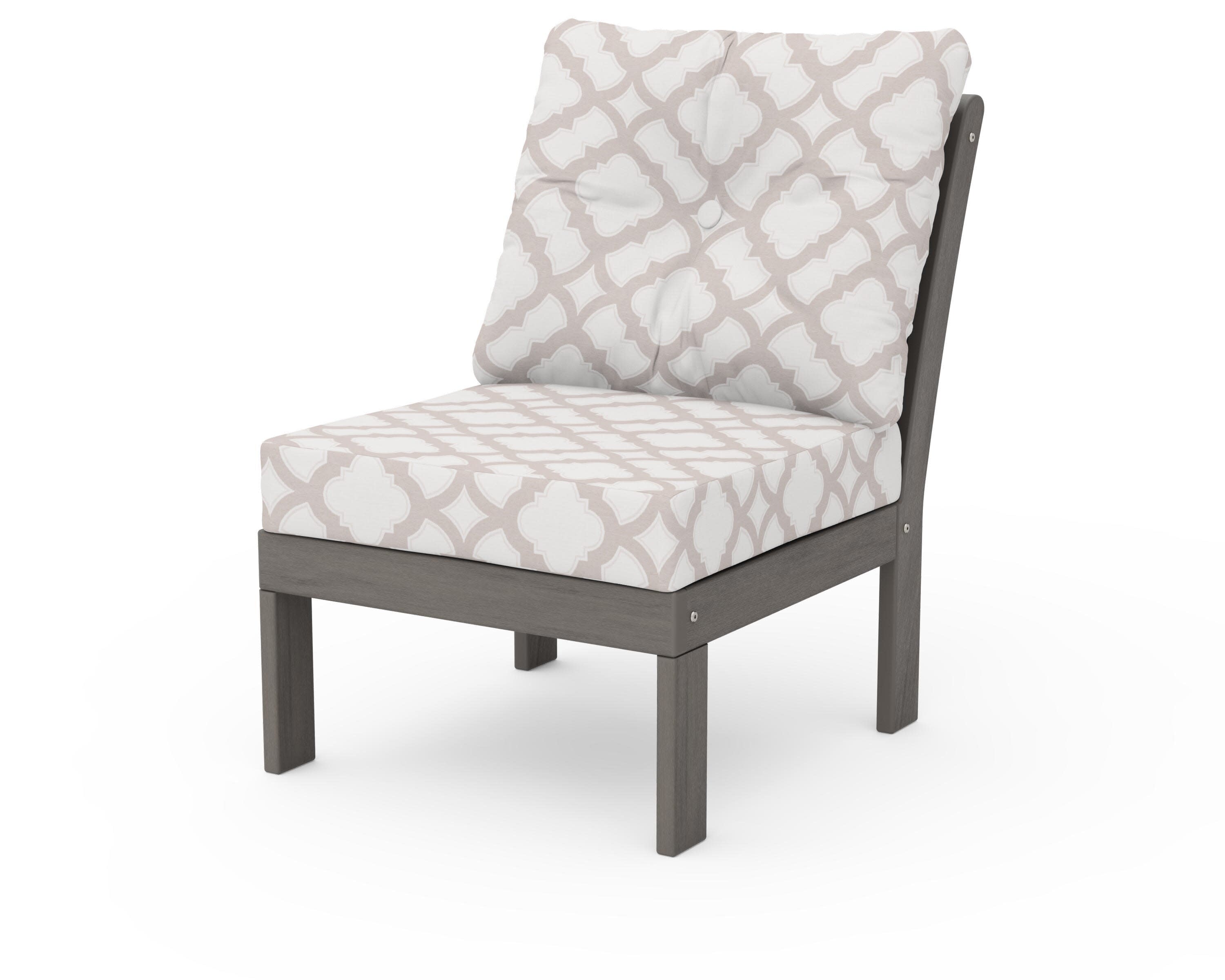 Vineyard Modular Armless Chair in Driftwood / Trellis Dune Burlap