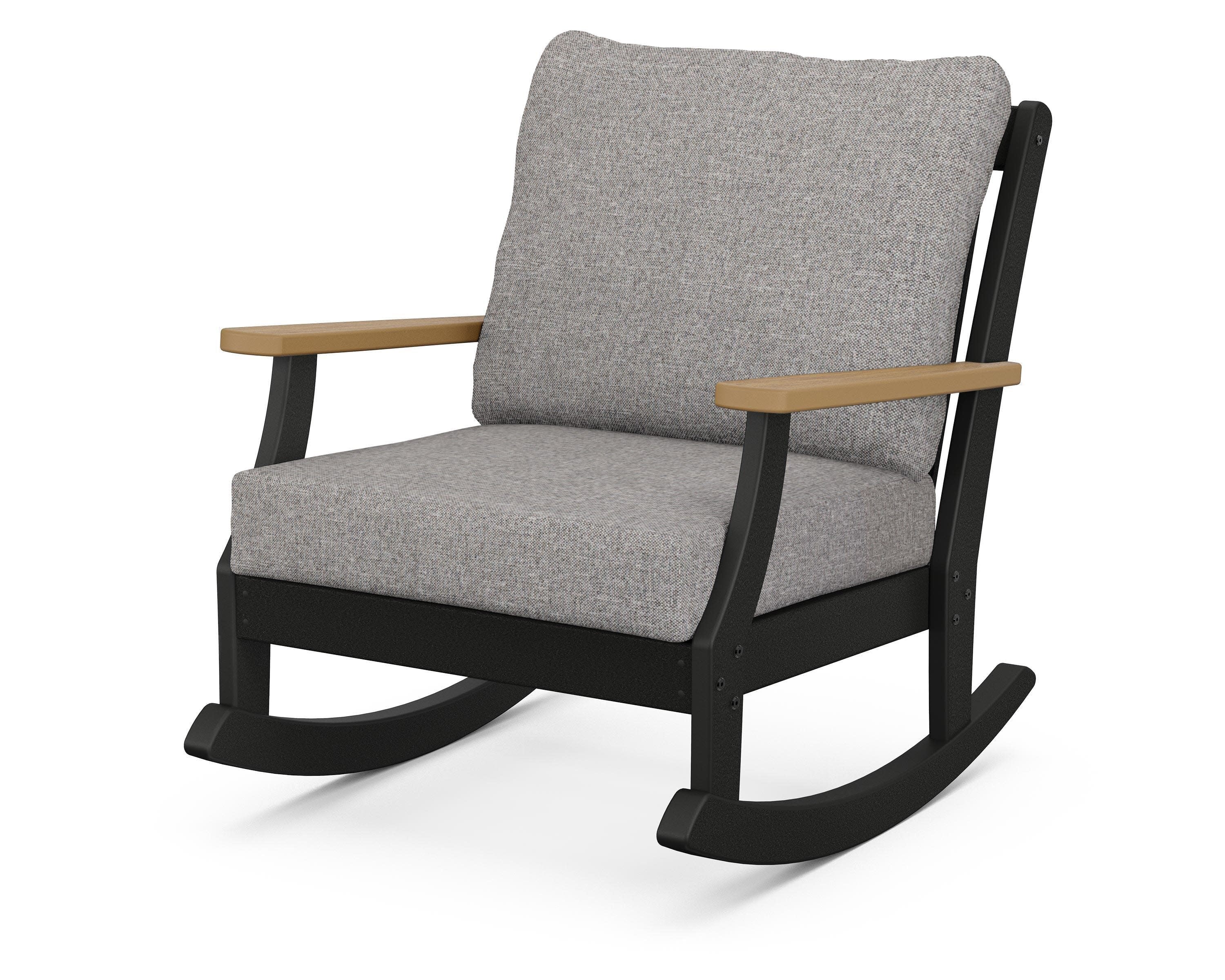 Braxton Deep Seating Rocking Chair in Black / Natural / Grey Mist