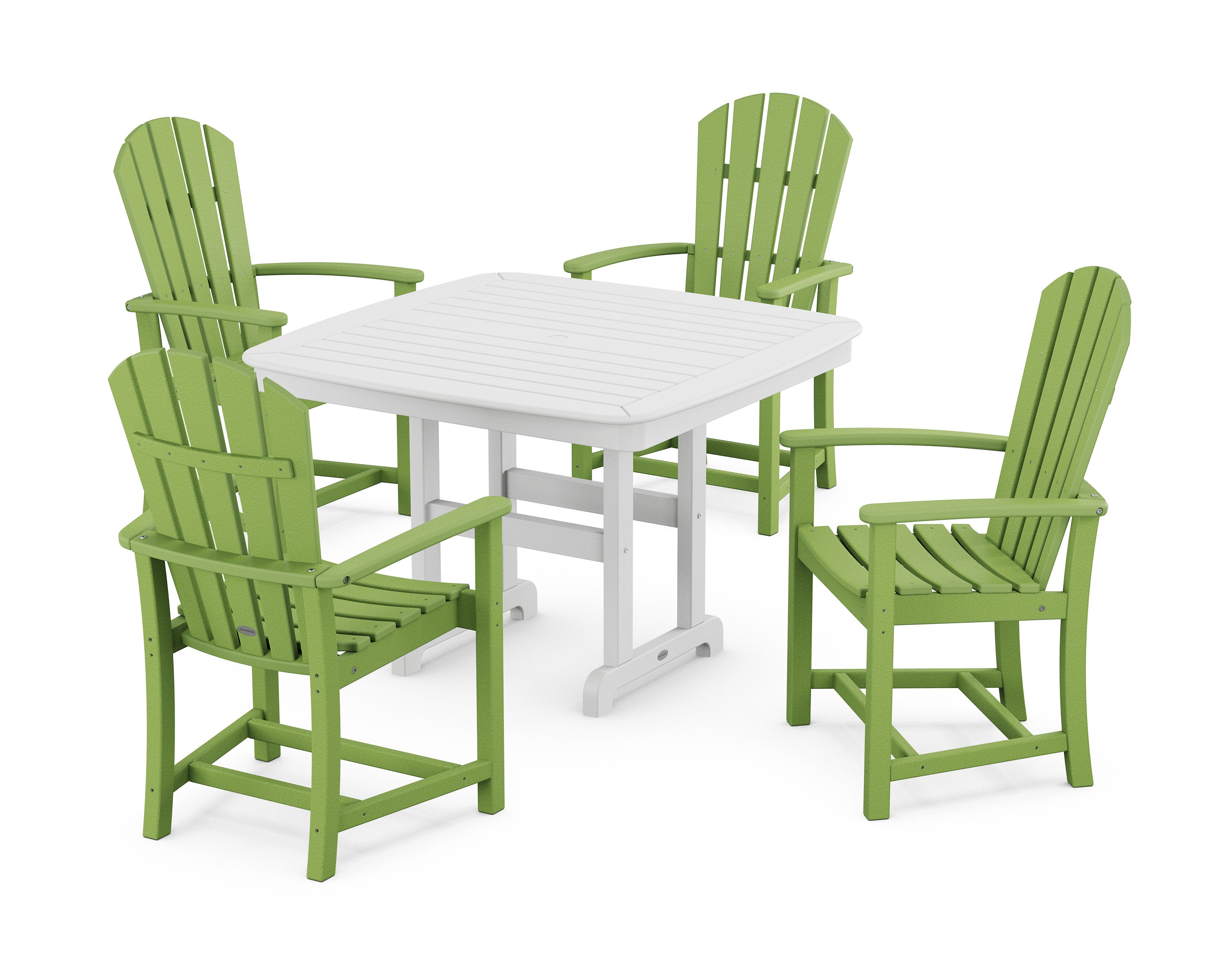 Palm Coast 5-Piece Dining Set with Trestle Legs in Lime / White