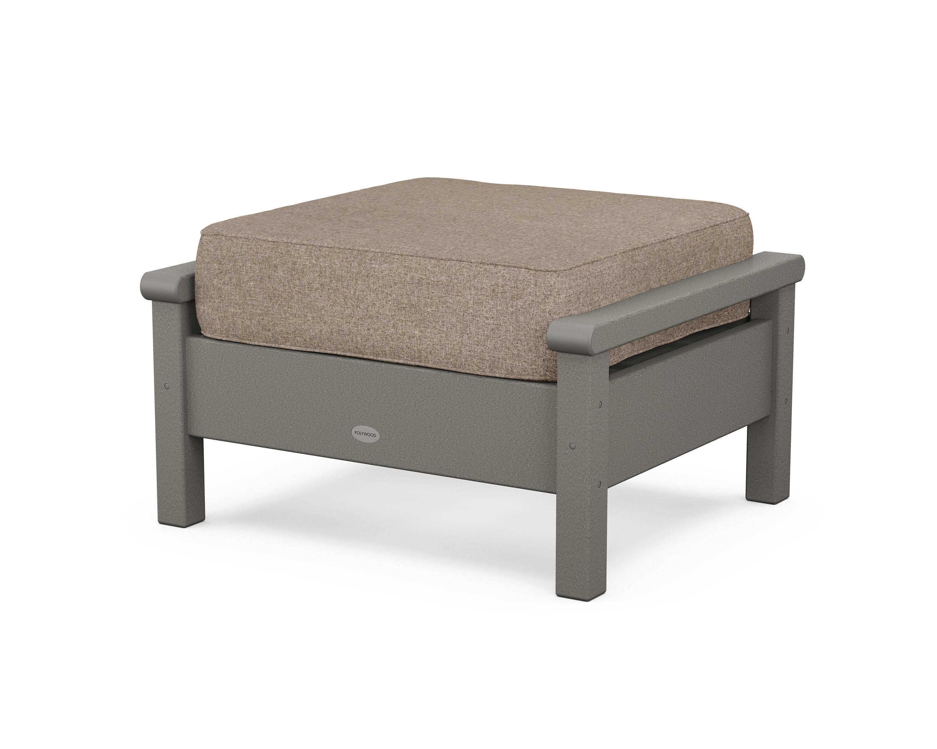 Harbour Deep Seating Ottoman in Slate Grey / Spiced Burlap
