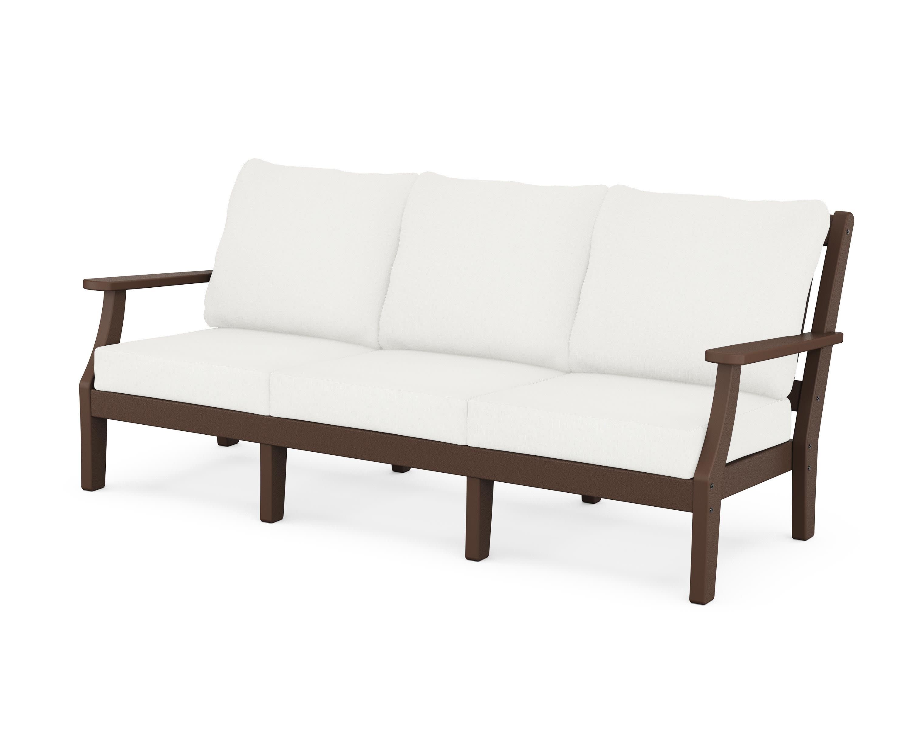Chinoiserie Deep Seating Sofa in Mahogany / Natural Linen