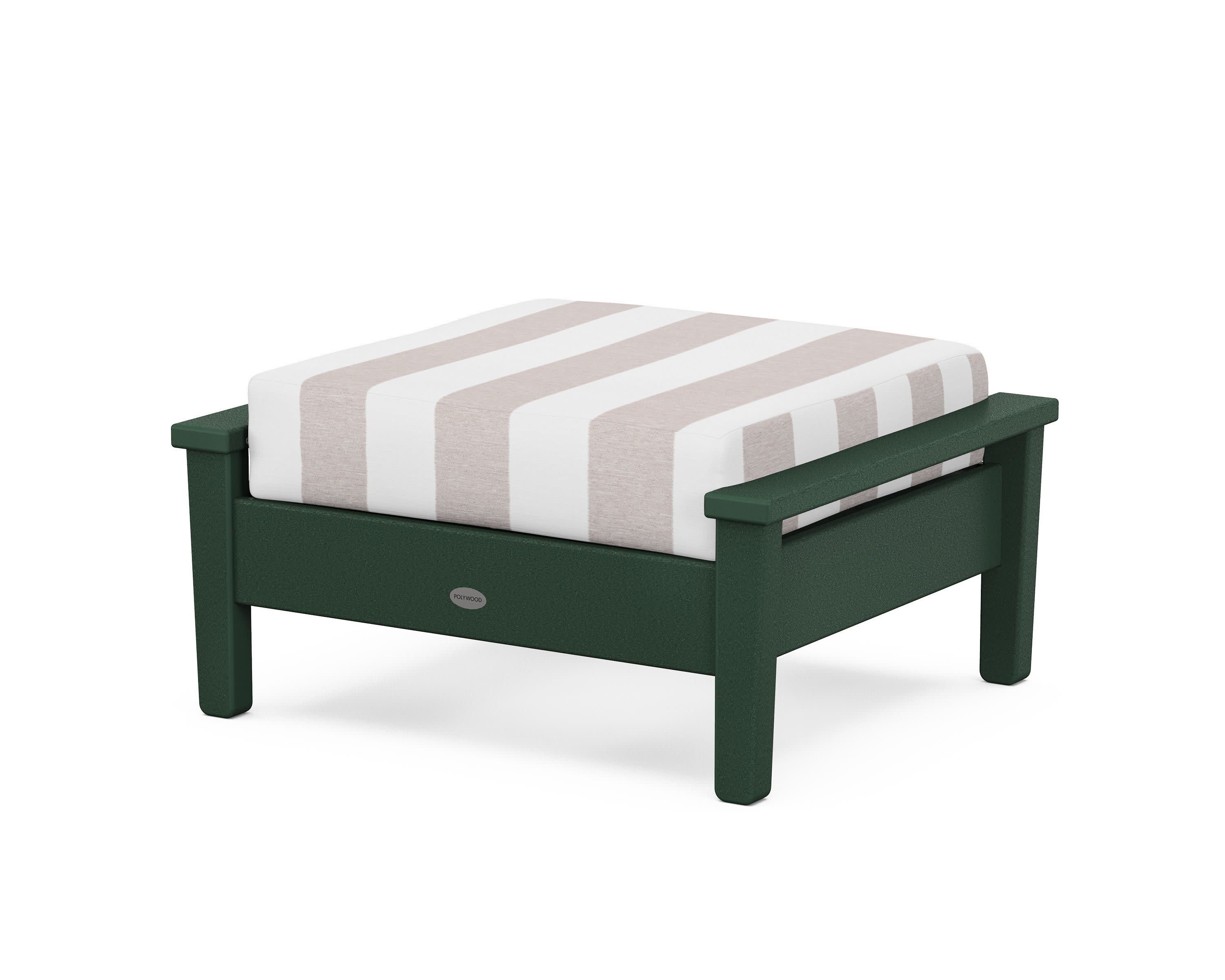 Prescott Deep Seating Ottoman in Green / Cabana Stripe Dune Burlap