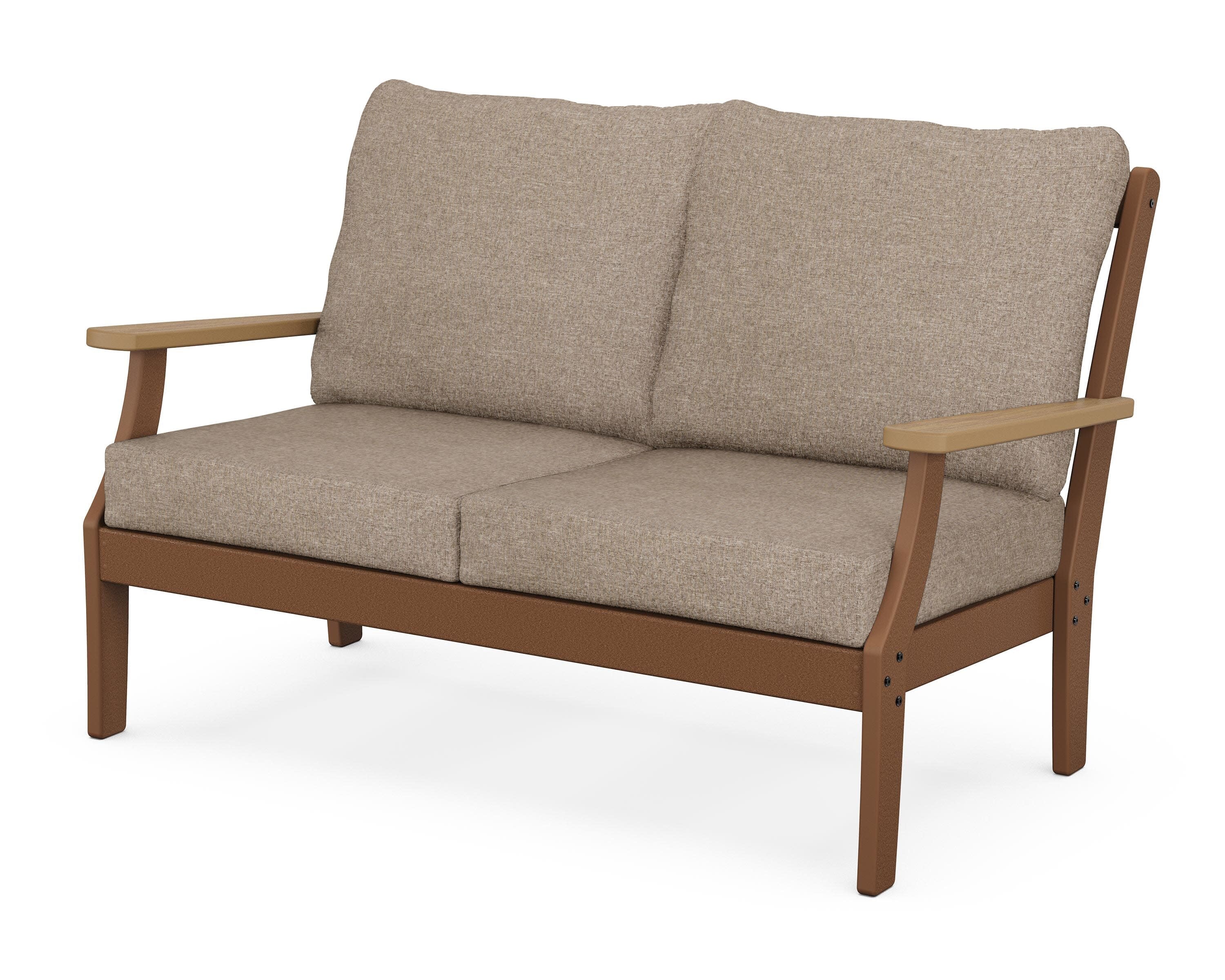 Braxton Deep Seating Loveseat in Teak / Natural / Spiced Burlap