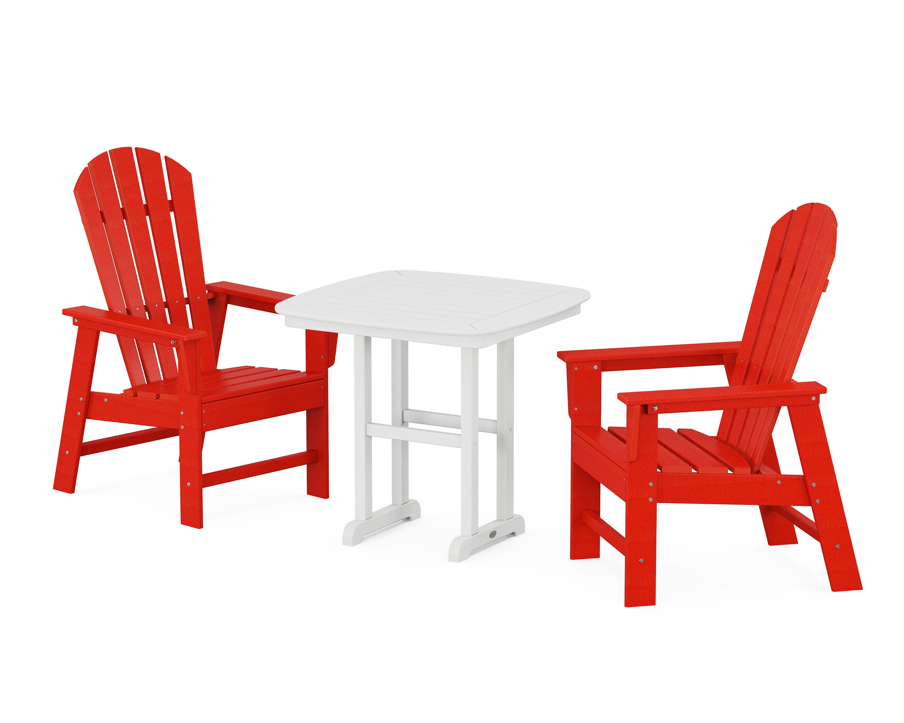South Beach 3-Piece Dining Set in Sunset Red / White