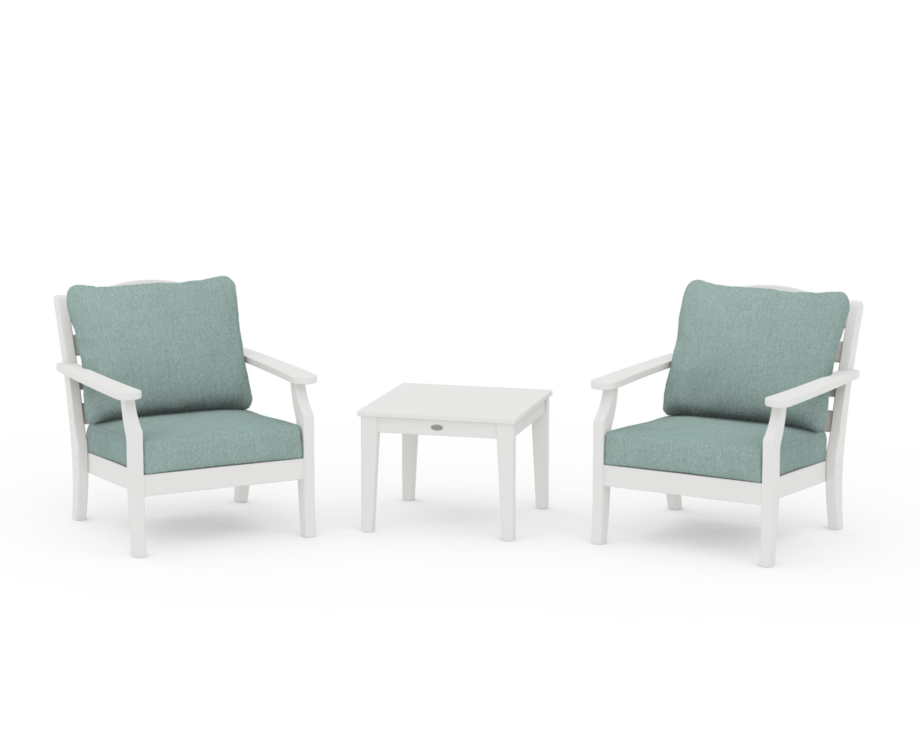 Savannah 3-Piece Deep Seating Set in Vintage White / Glacier Spa