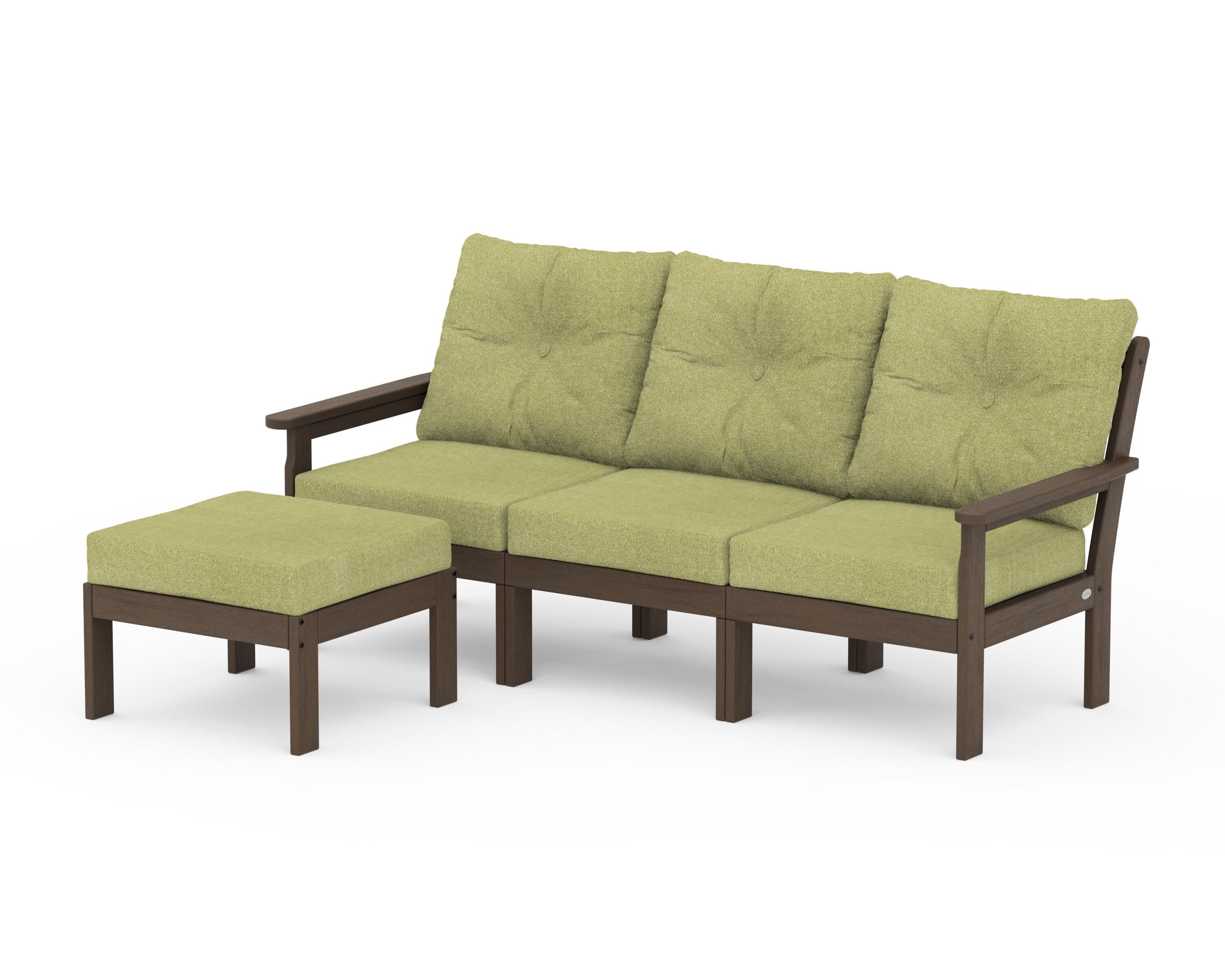 Vineyard 4-Piece Sectional with Ottoman in Kona / Chartreuse Boucle
