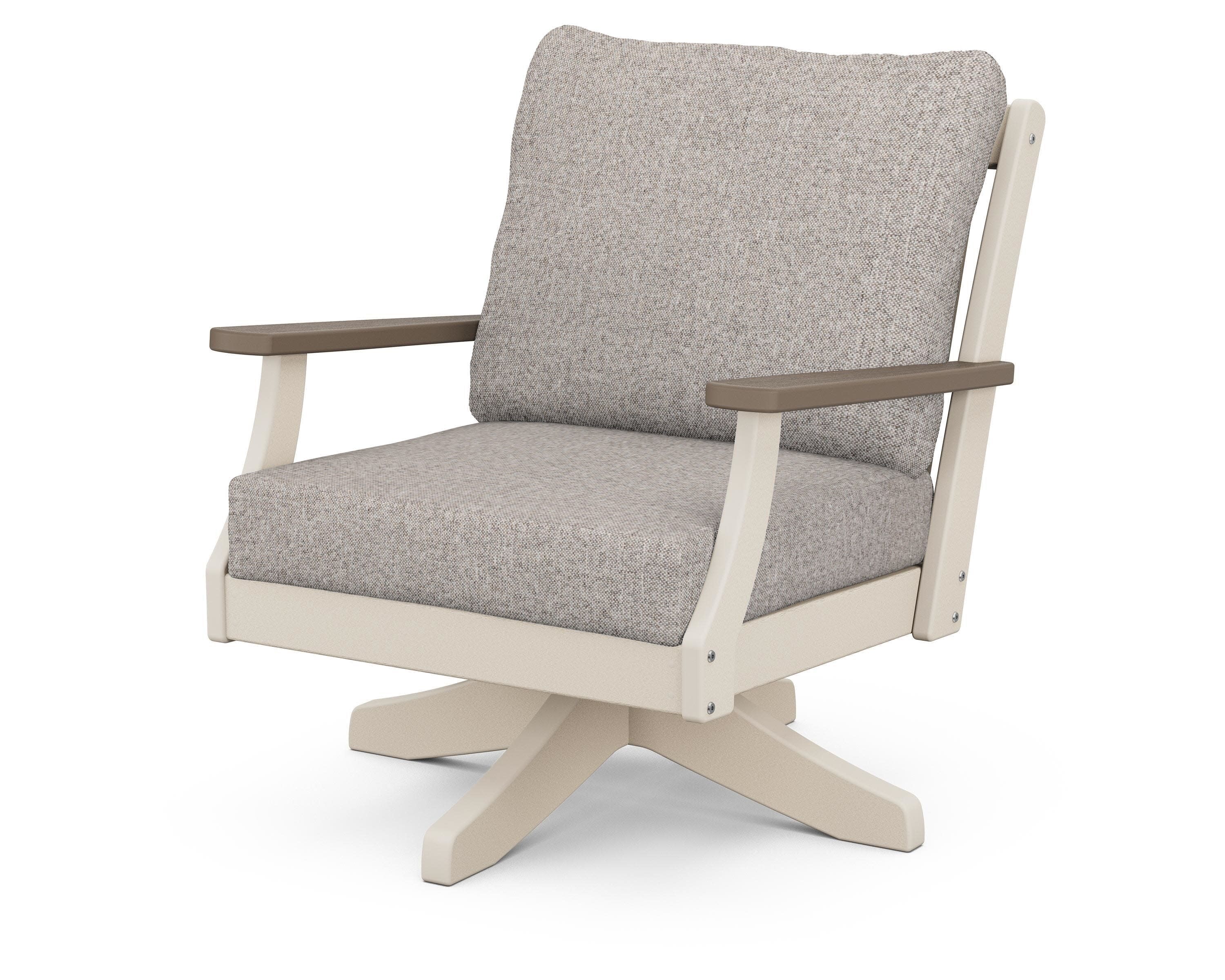 Braxton Deep Seating Swivel Chair in Sand / Kona / Weathered Tweed