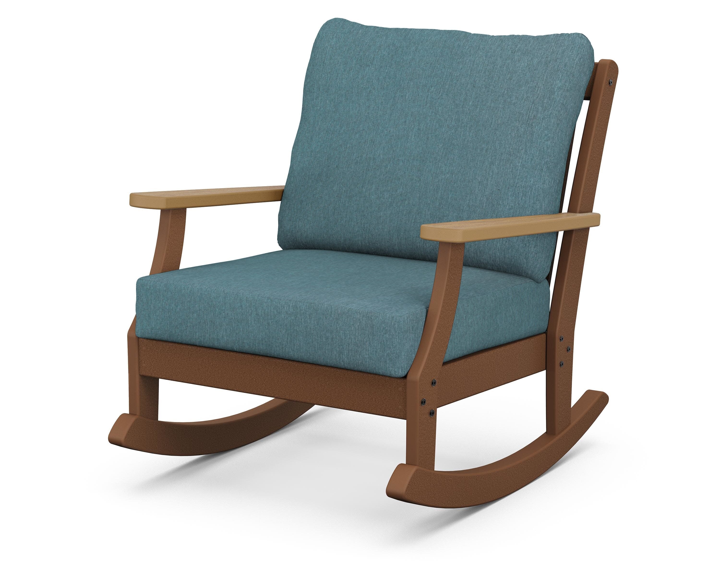 Braxton Deep Seating Rocking Chair in Teak / Natural / Ocean Teal