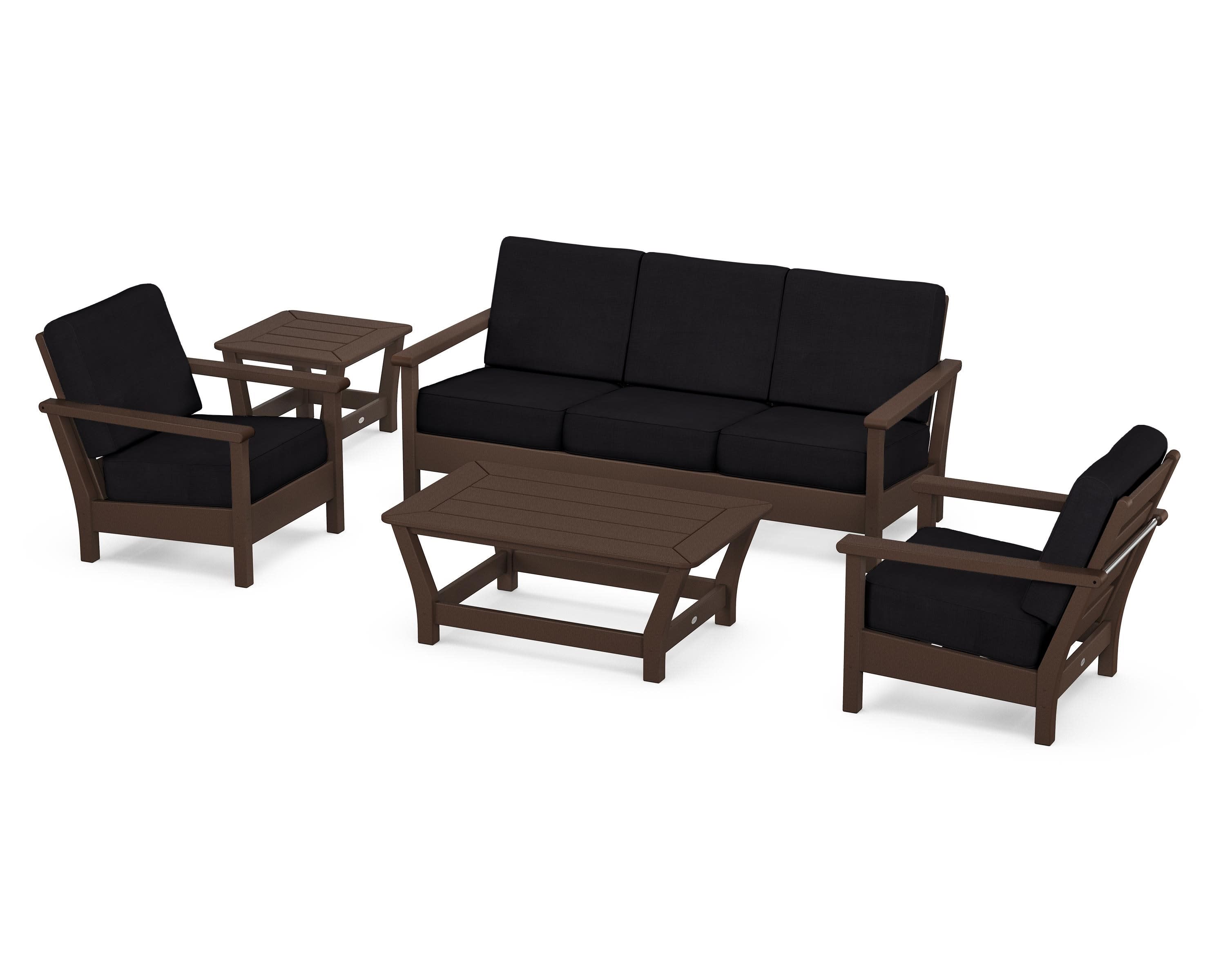 Harbour 5-Piece Deep Seating Set in Mahogany / Midnight Linen