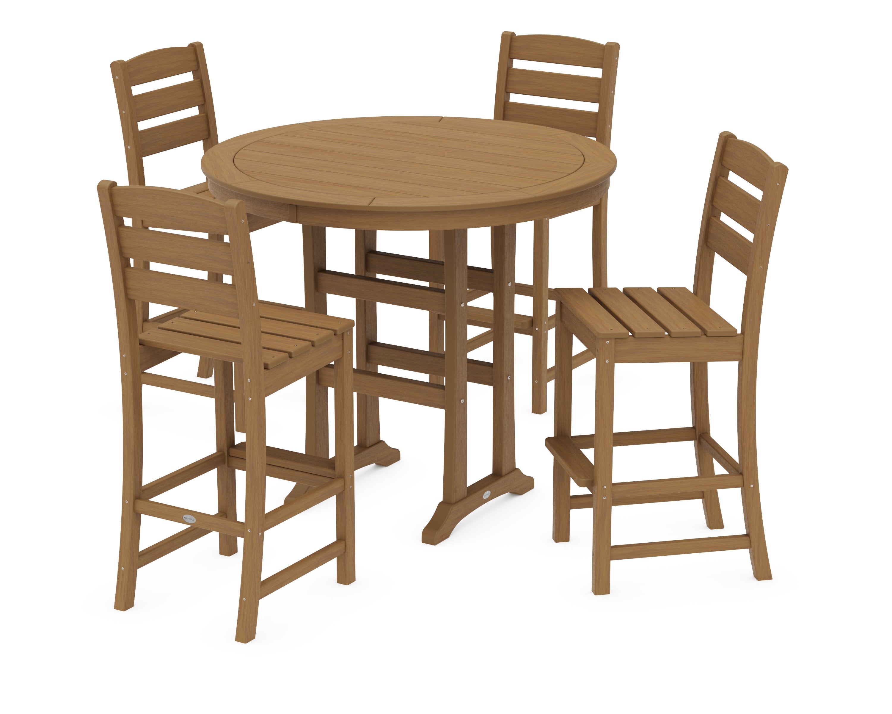 Lakeside 5-Piece Round Farmhouse Side Chair Bar Set in Natural