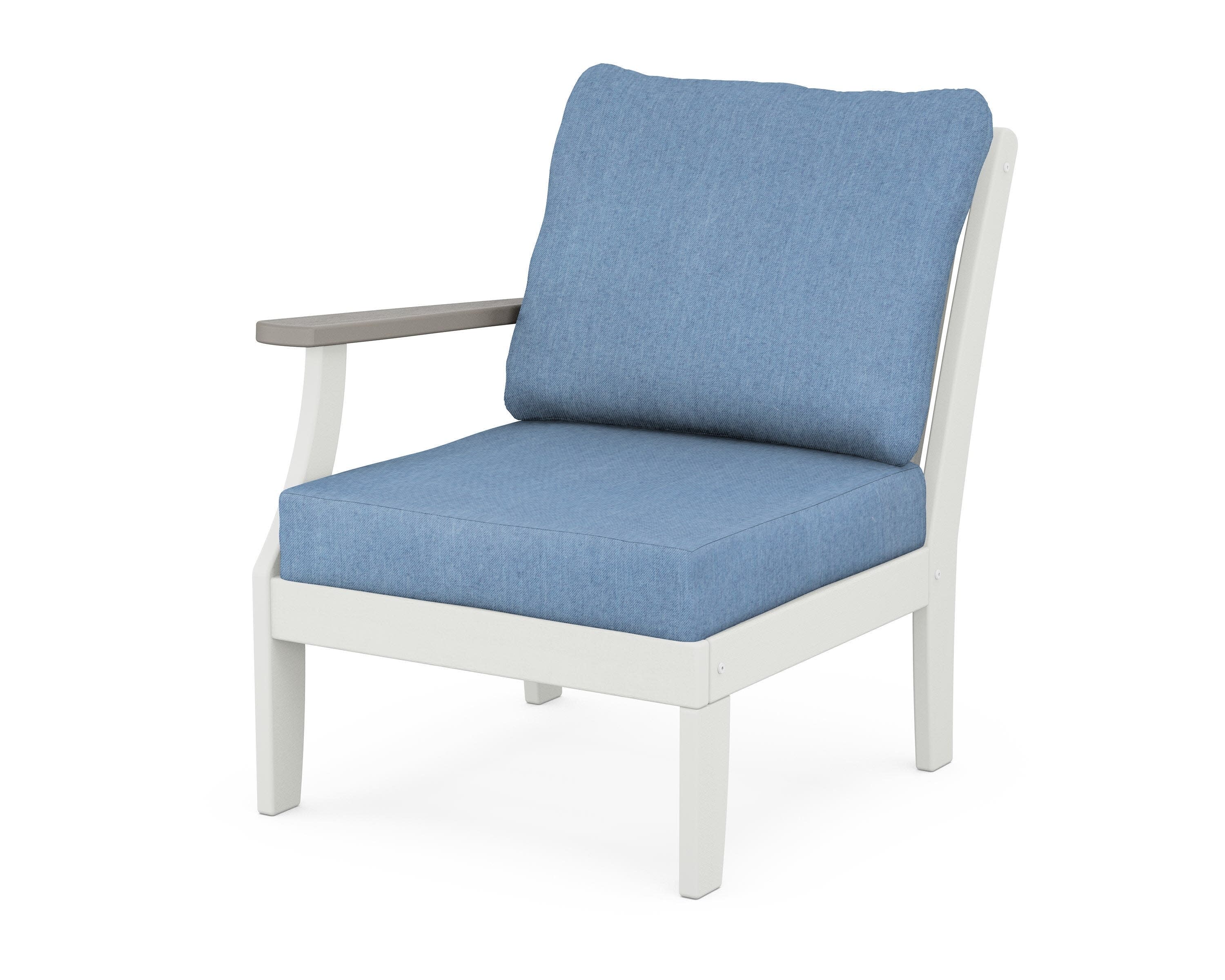 Braxton Modular Left Arm Chair in White / Driftwood / Sky Blue