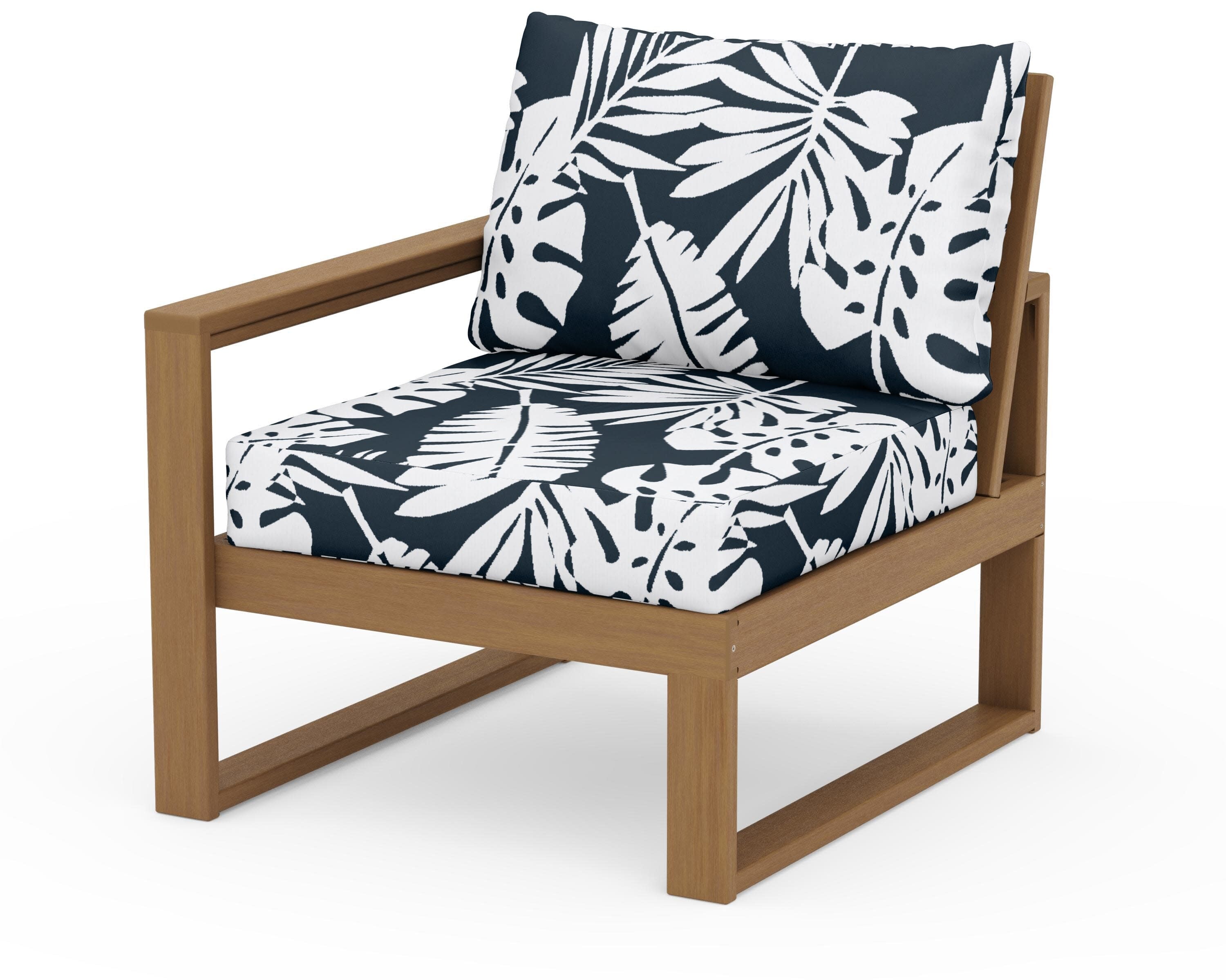 EDGE Modular Left Arm Chair in Natural / Leaf Marine Indigo