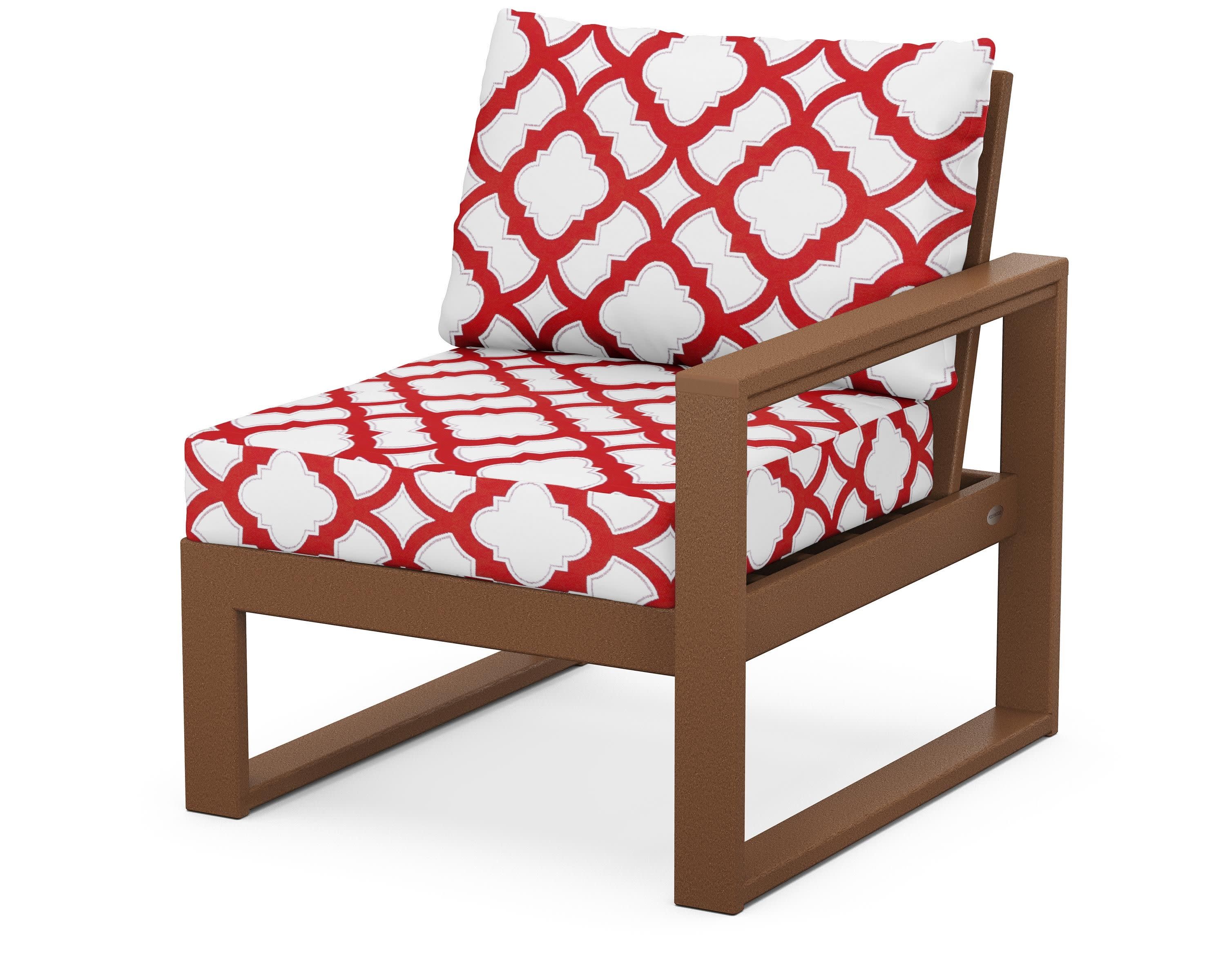 EDGE Modular Right Arm Chair in Teak / Trellis Crimson